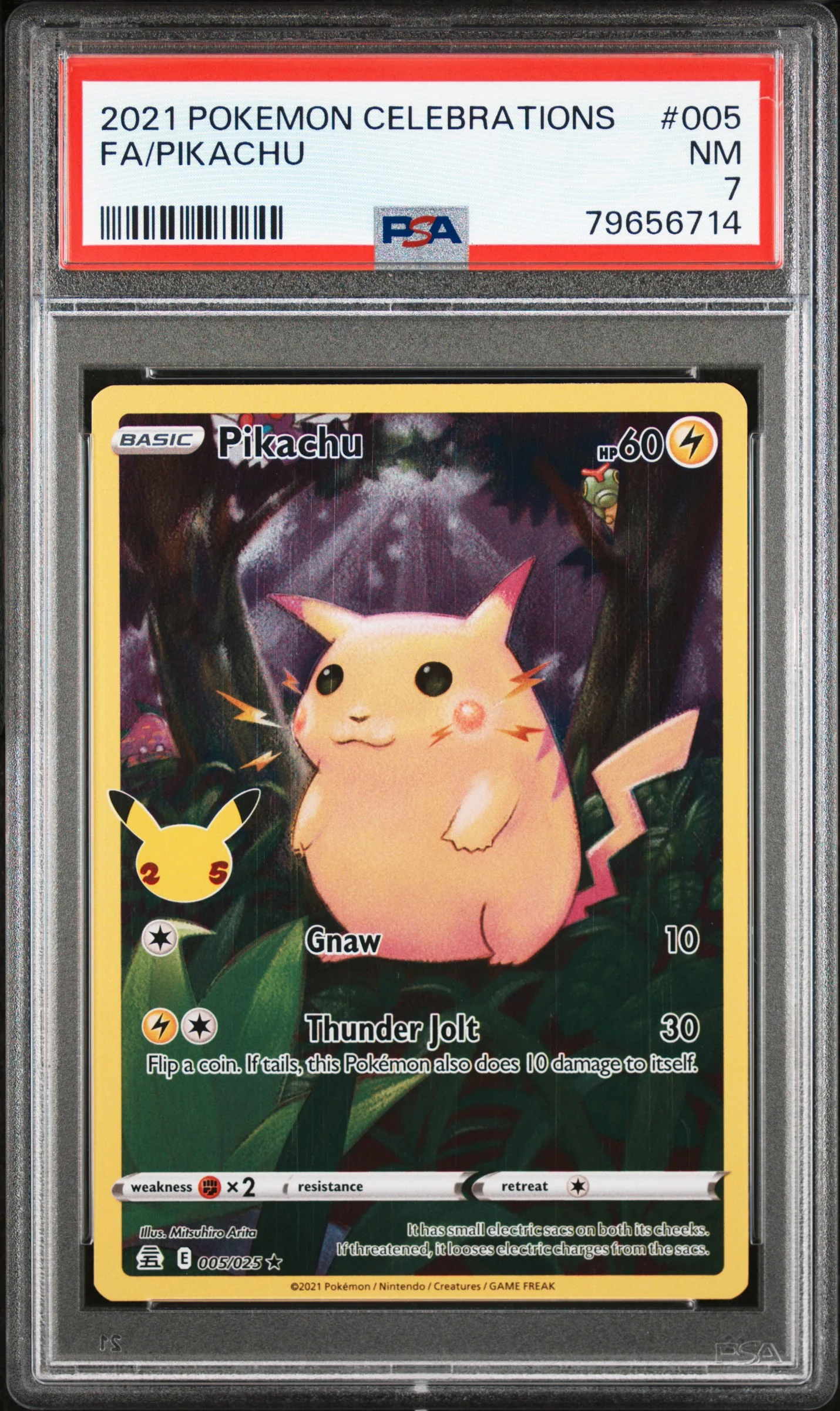 FA/PIKACHU | 2021 POKEMON CELEBRATIONS 005 | PSA NM 7