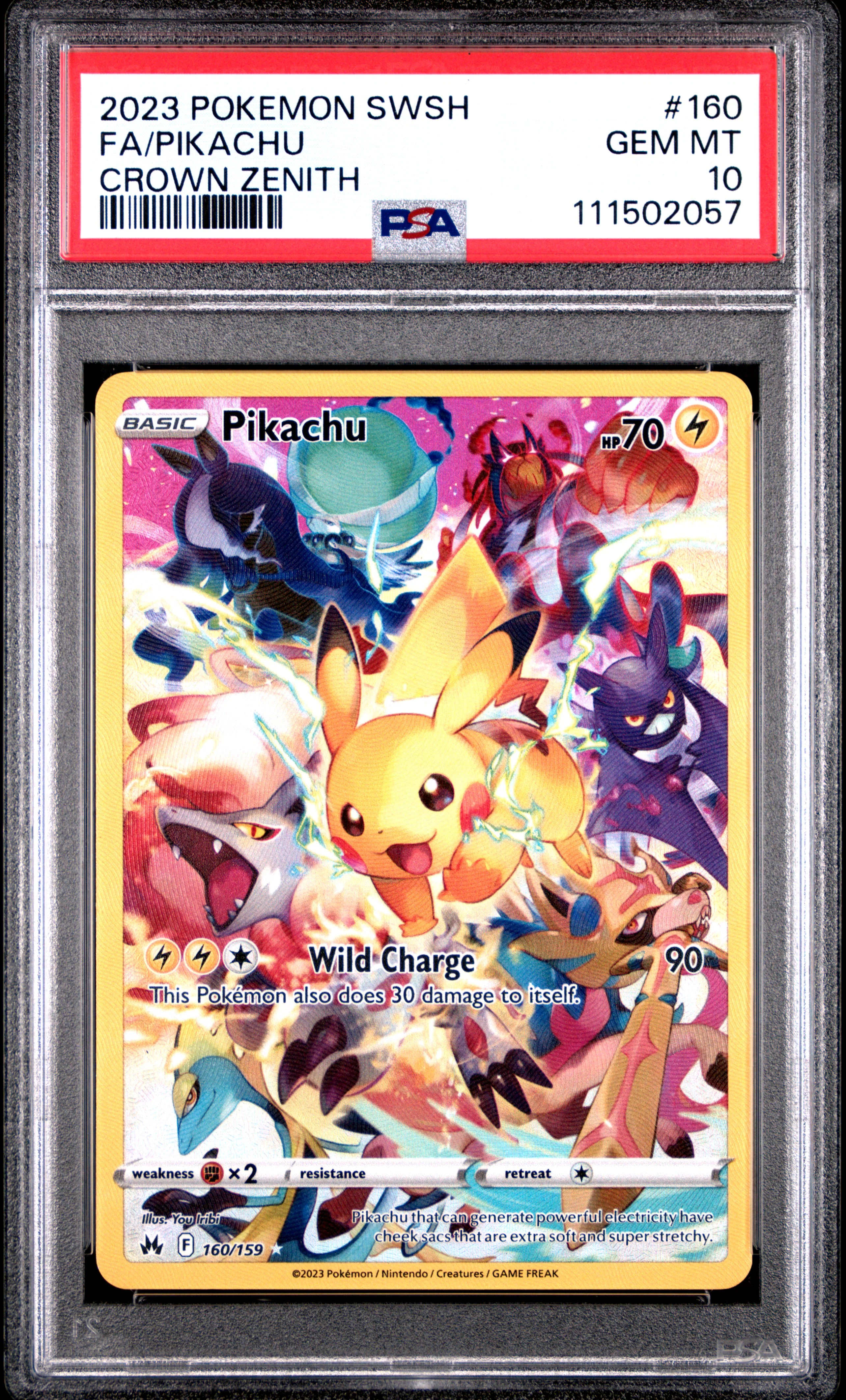FA/PIKACHU | 2023 POKEMON SWORD AND SHIELD CROWN ZENITH 160 | CROWN ZENITH | PSA GEM MT 10