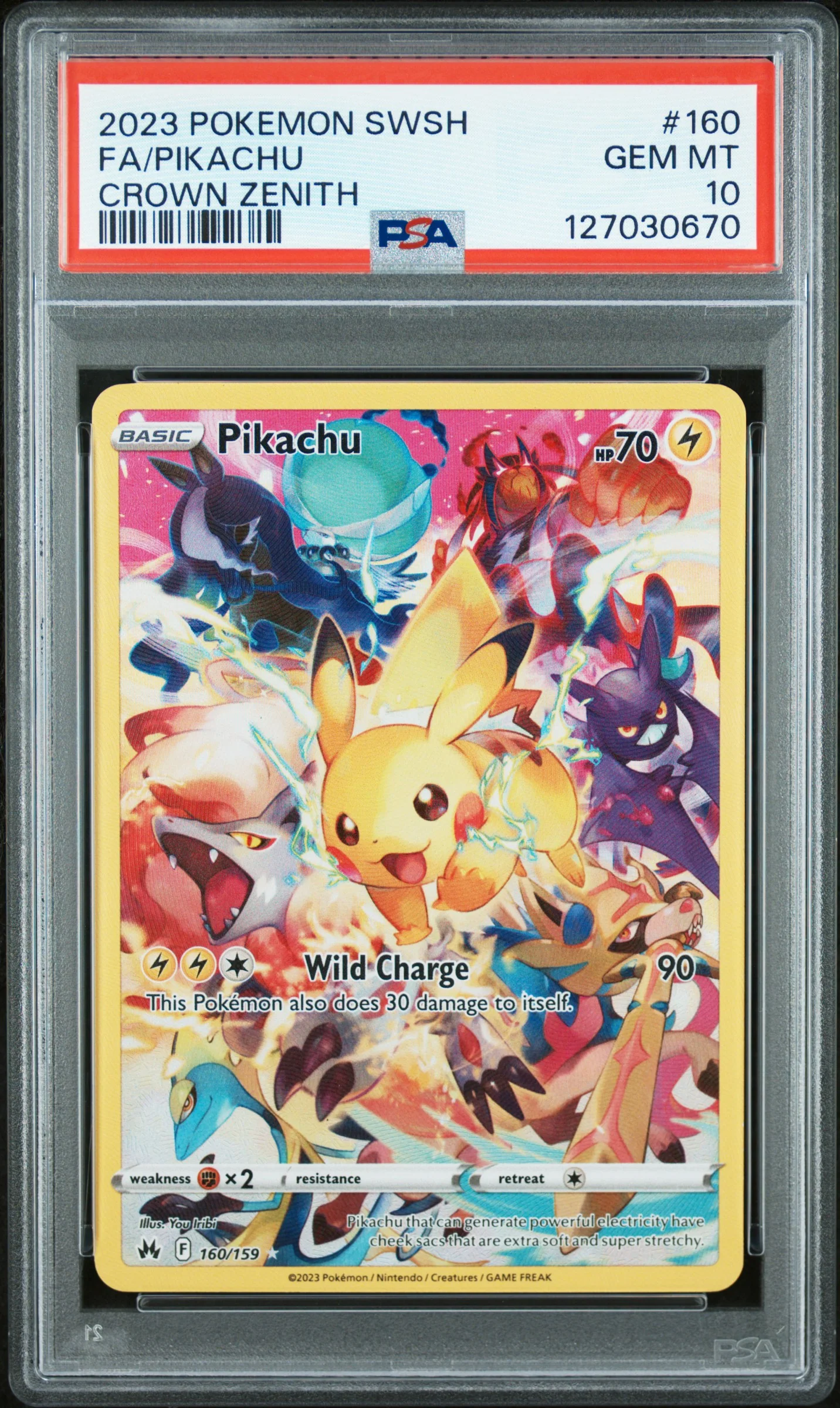 FA/PIKACHU | 2023 POKEMON SWORD AND SHIELD CROWN ZENITH 160 | CROWN ZENITH | PSA GEM MT 10