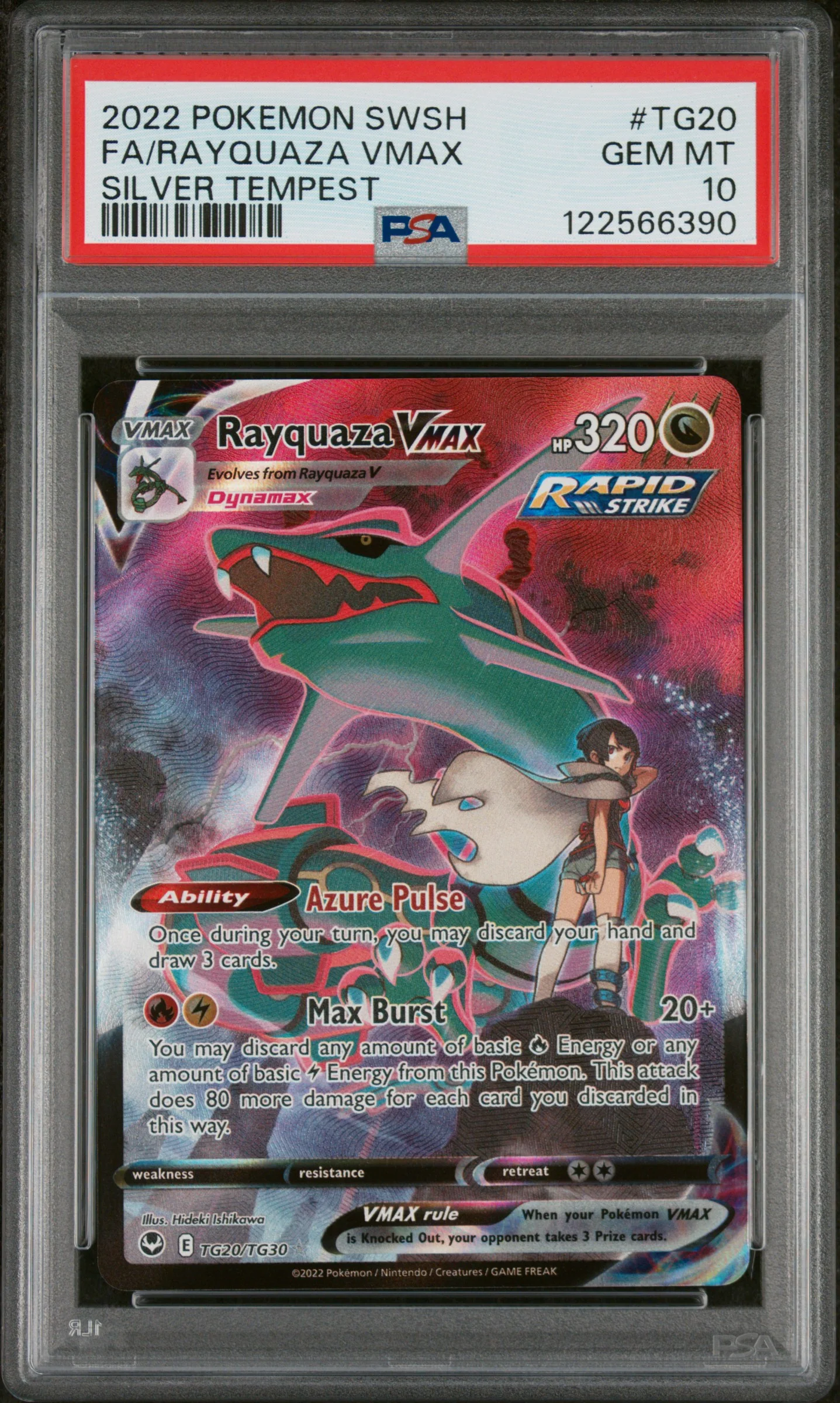 FA/RAYQUAZA VMAX | 2022 POKEMON SWORD & SHIELD SILVER TEMPEST TG20 | SILVER TEMPEST | PSA GEM MT 10