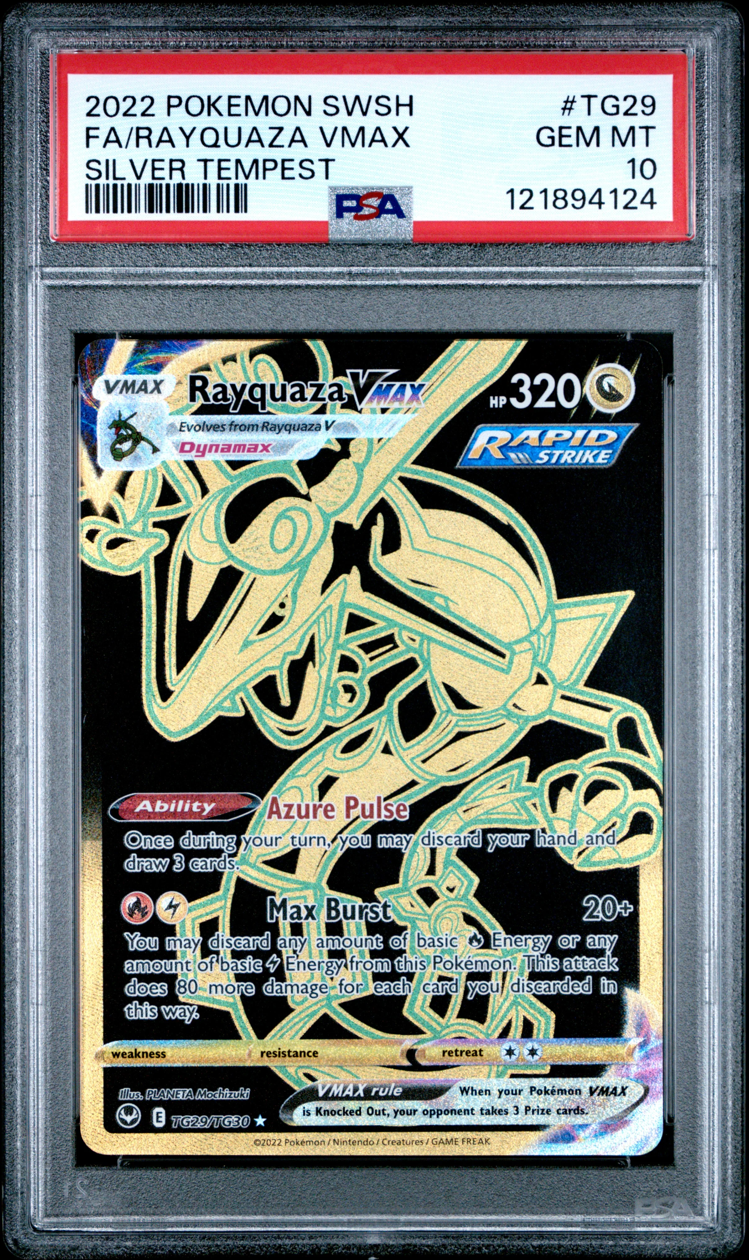 FA/RAYQUAZA VMAX | 2022 POKEMON SWORD & SHIELD SILVER TEMPEST TG29 | SILVER TEMPEST | PSA GEM MT 10