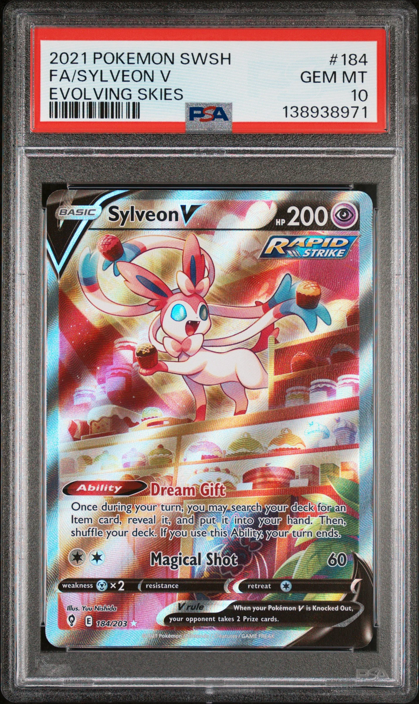 FA/SYLVEON V | 2021 POKEMON SWORD & SHIELD EVOLVING SKIES 184 | EVOLVING SKIES | PSA GEM MT 10