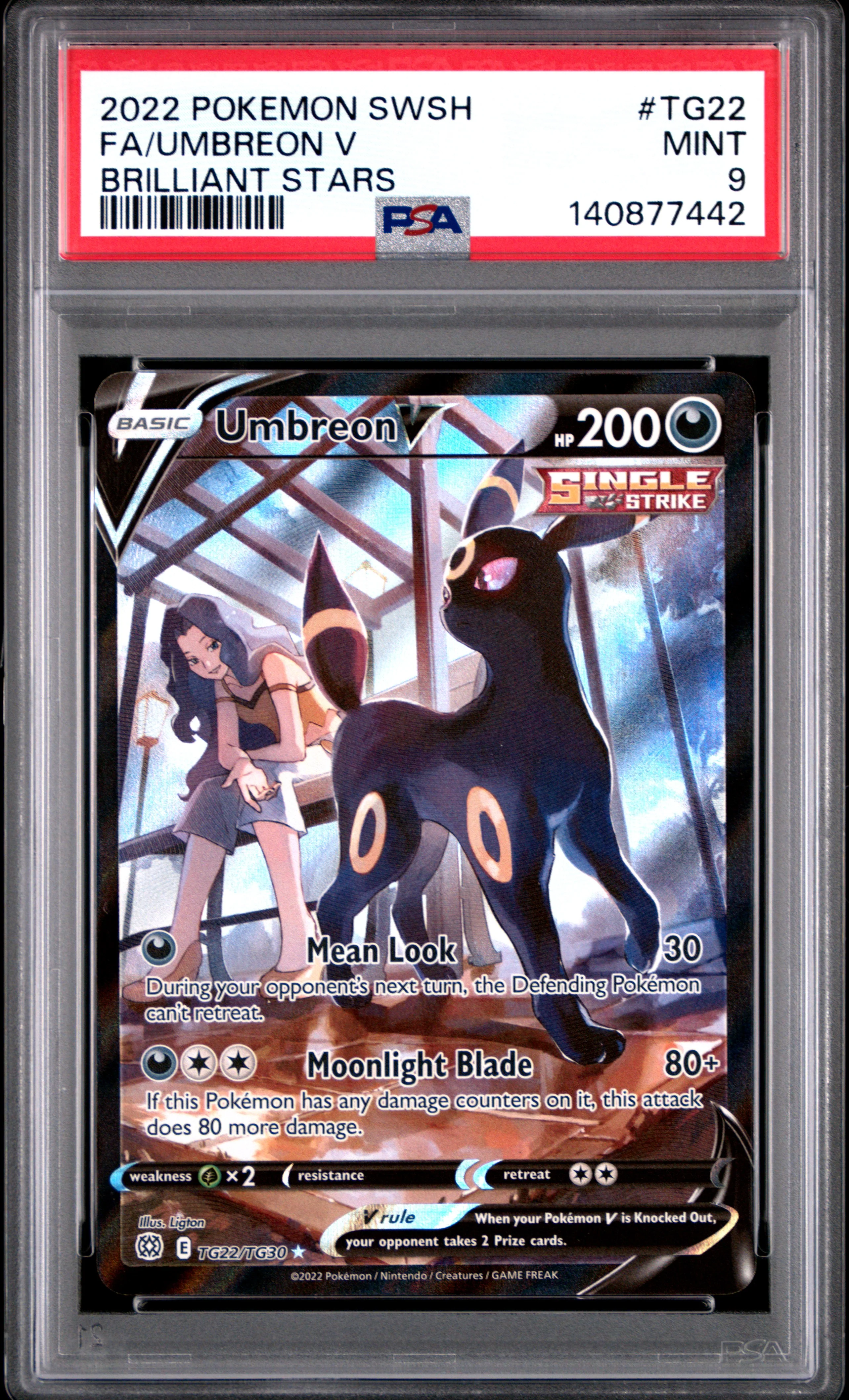 FA/UMBREON V | 2022 POKEMON SWORD & SHIELD BRILLIANT STARS TG22 | BRILLIANT STARS | PSA MINT 9