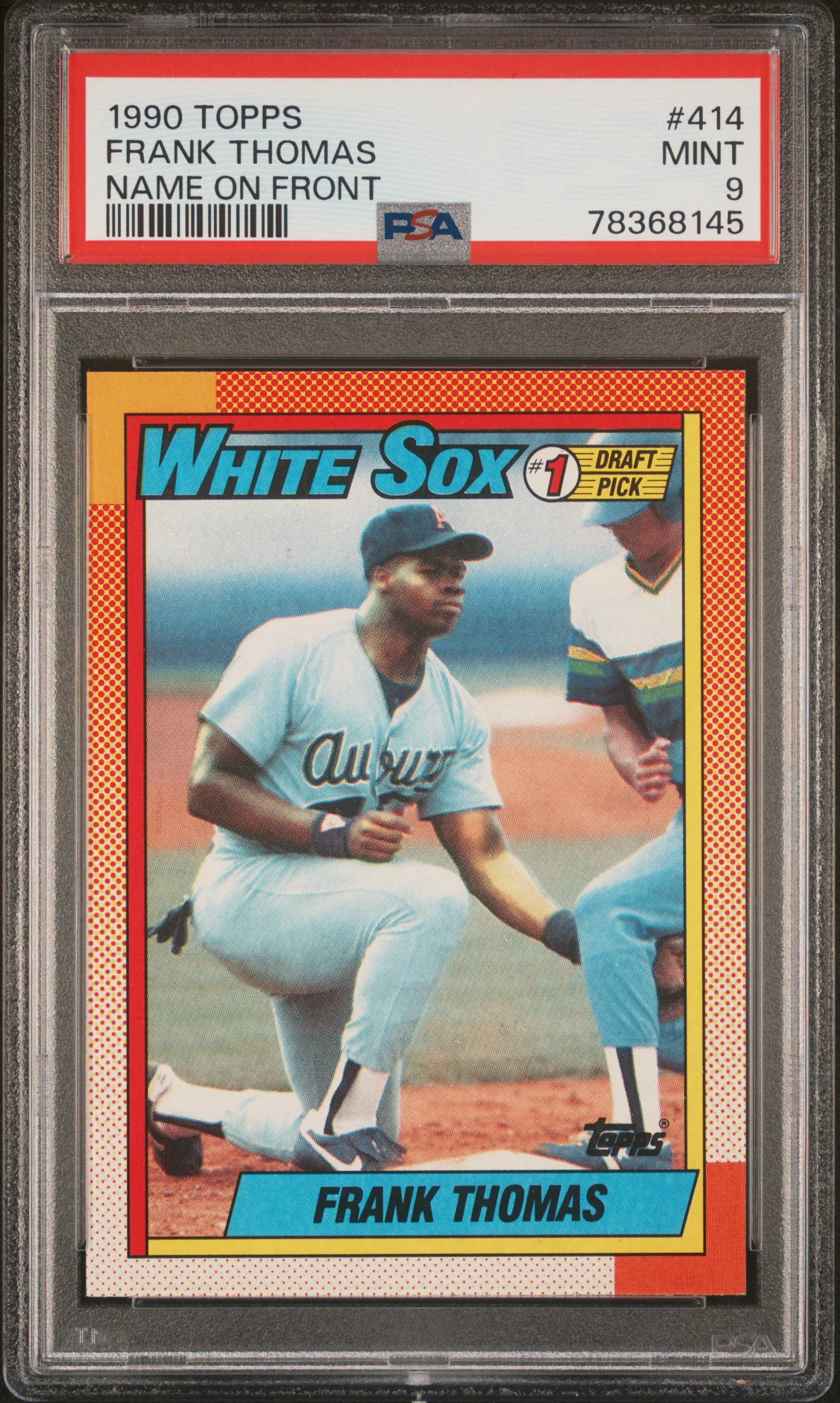 FRANK THOMAS | 1990 TOPPS 414 | NAME ON FRONT | PSA MINT 9