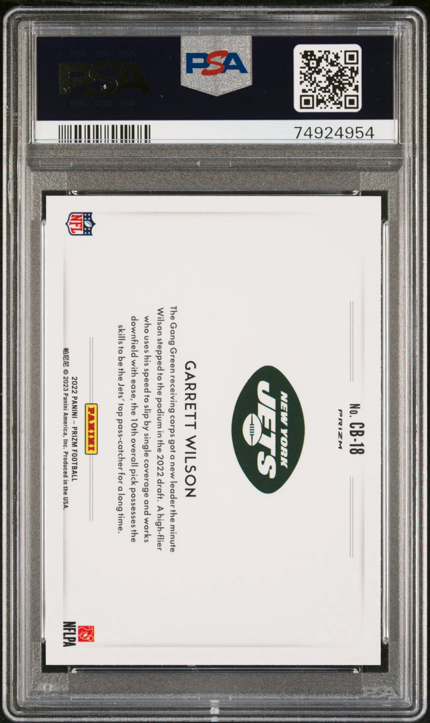 GARRETT WILSON | 2022 PANINI PRIZM COLOR BLAST CB18 | COLOR BLAST | PSA GEM MT 10 - Image 2