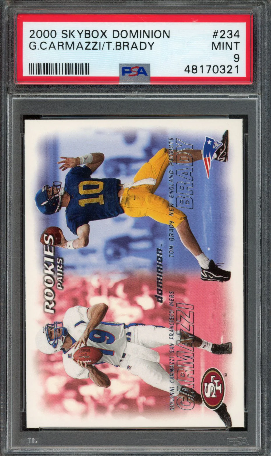 G.CARMAZZI/T.BRADY | 2000 SKYBOX DOMINION | PSA MINT 9