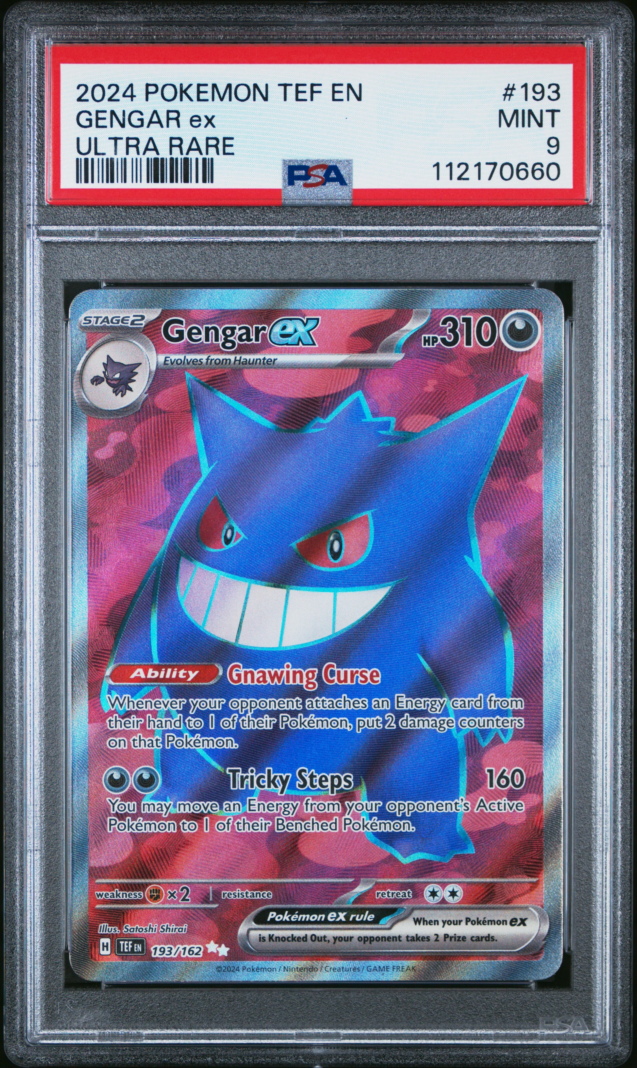 GENGAR ex | 2024 POKEMON TEF EN-TEMPORAL FORCES 193 | ULTRA RARE | PSA MINT 9