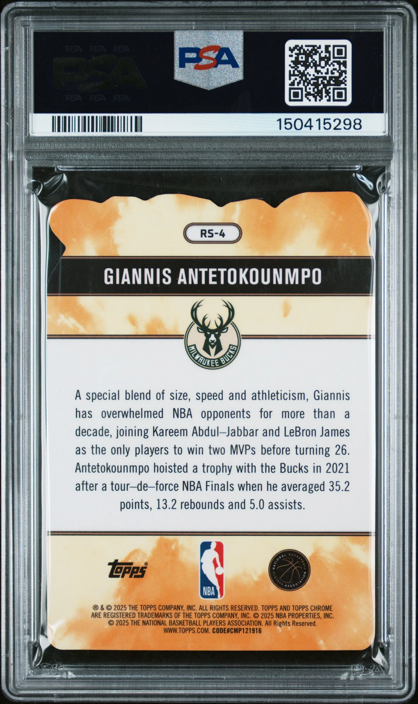 GIANNIS ANTETOKOUNMPO | 2025 TOPPS CHROME ROCK STARS RS-4 | PSA GEM MT 10 - Image 2