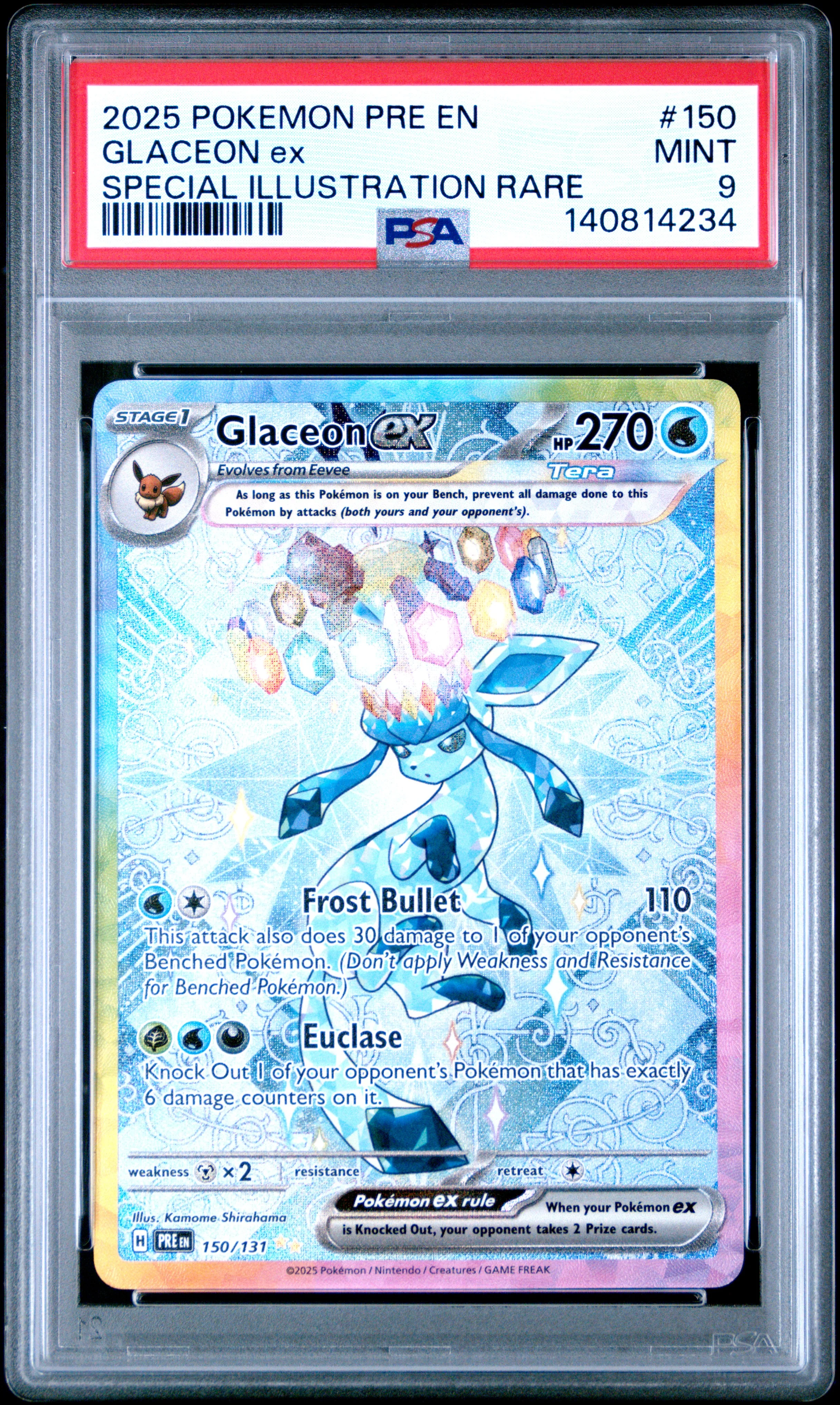 GLACEON ex | 2025 POKEMON PRE EN-PRISMATIC EVOLUTIONS 150 | SPECIAL ILLUSTRATION RARE | PSA MINT 9