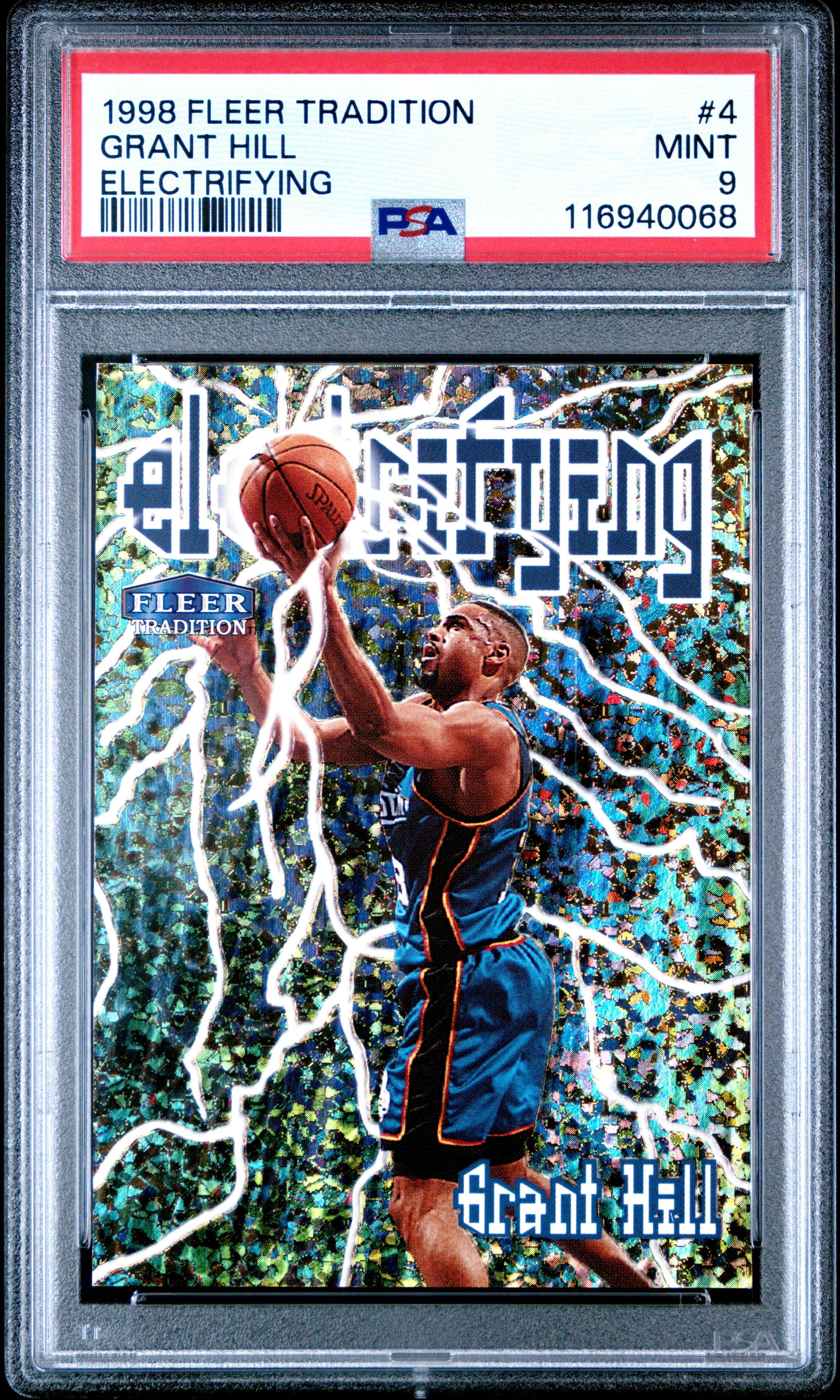GRANT HILL | 1998 FLEER TRADITION ELECTRIFYING 4 | ELECTRIFYING | PSA MINT 9