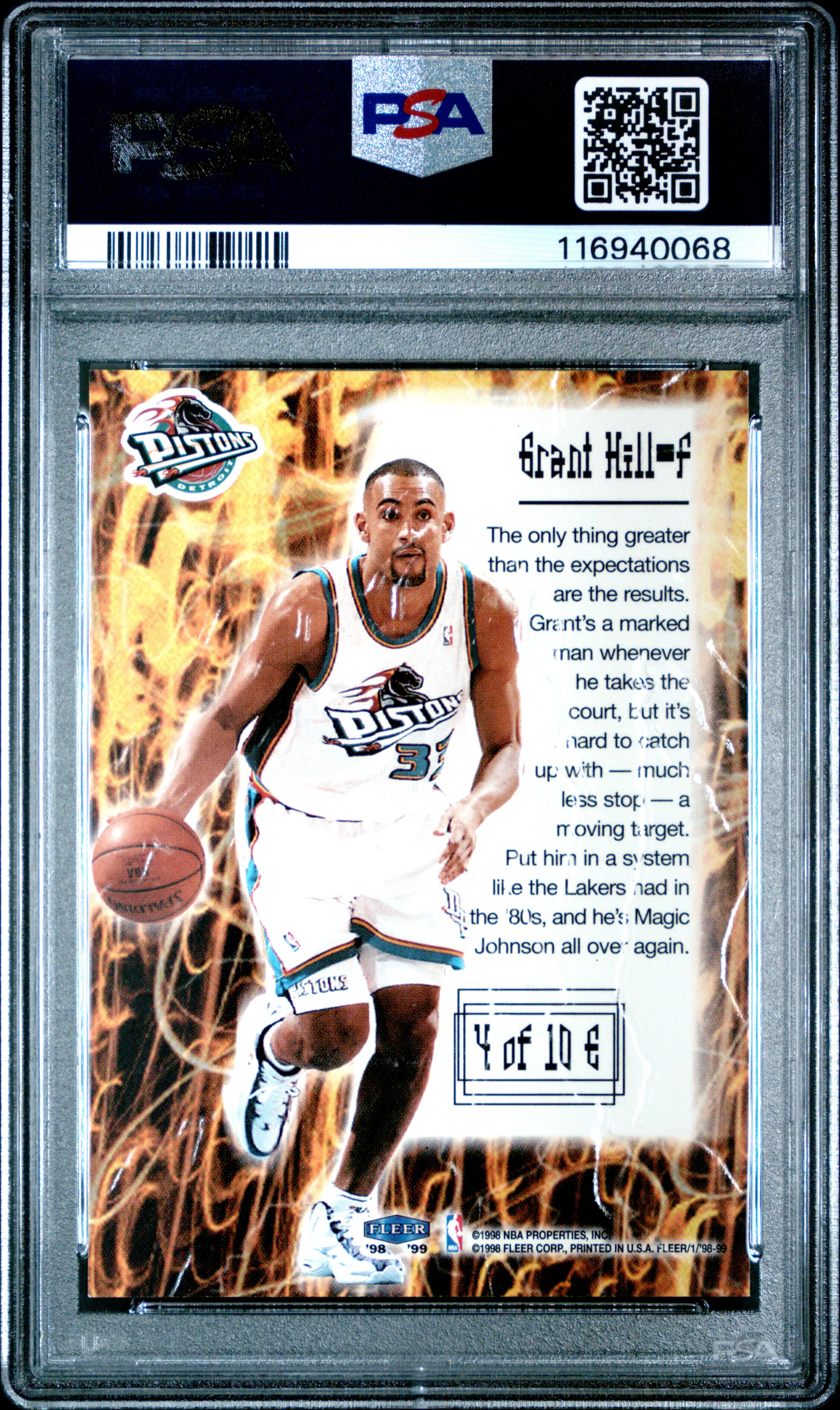GRANT HILL | 1998 FLEER TRADITION ELECTRIFYING 4 | ELECTRIFYING | PSA MINT 9 - Image 2