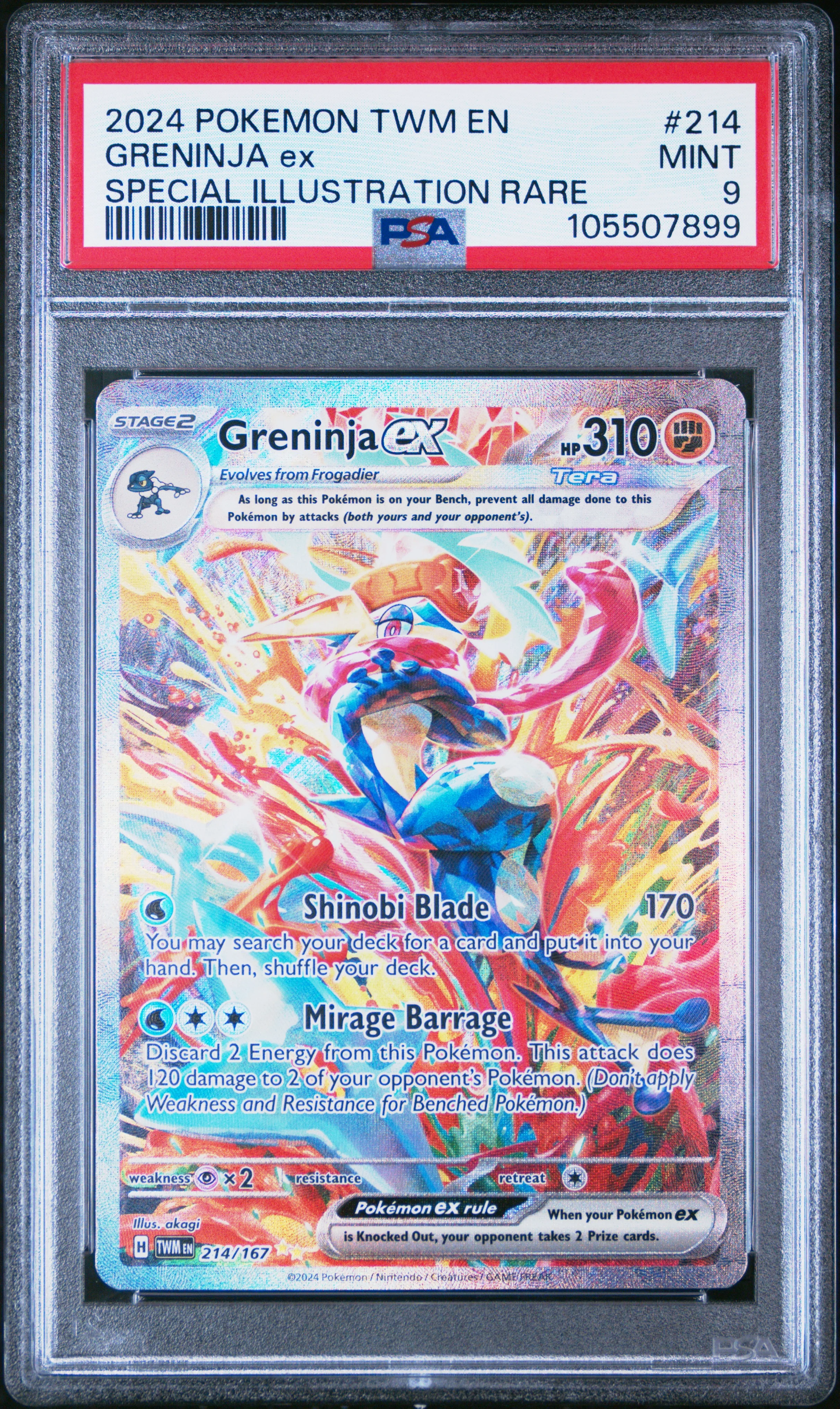 GRENINJA ex | 2024 POKEMON TWM EN-TWILIGHT MASQUERADE 214 | SPECIAL ILLUSTRATION RARE | PSA MINT 9