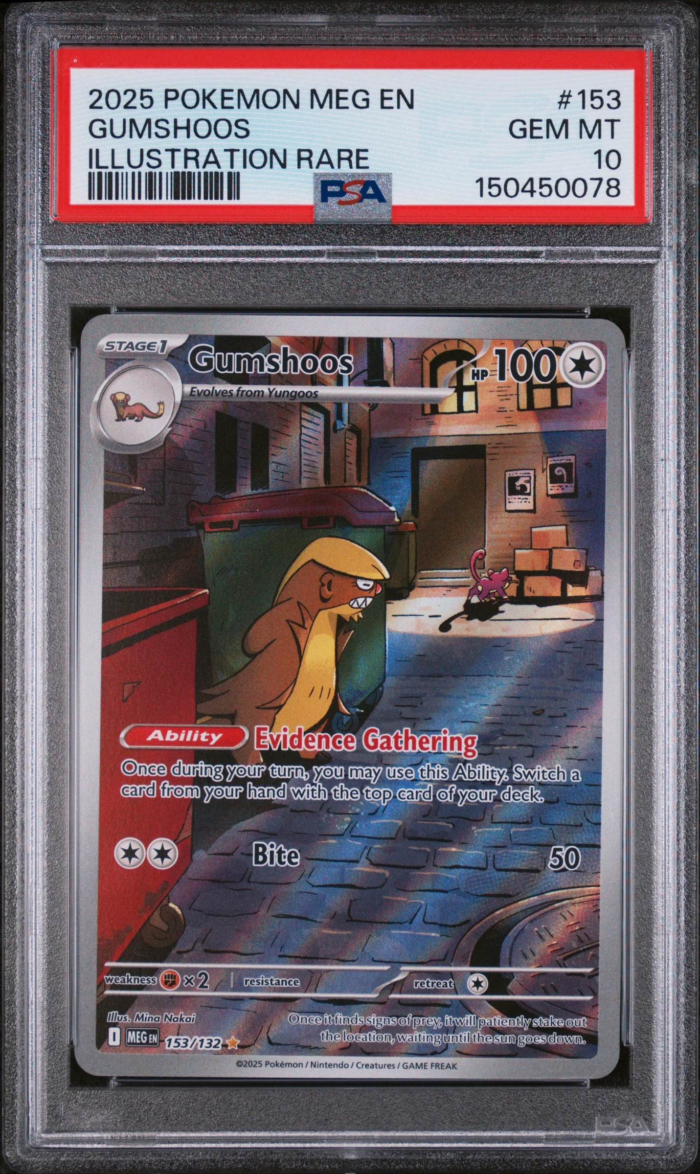 GUMSHOOS | 2025 POKEMON MEG EN-MEGA EVOLUTION 153 | ILLUSTRATION RARE | PSA GEM MT 10