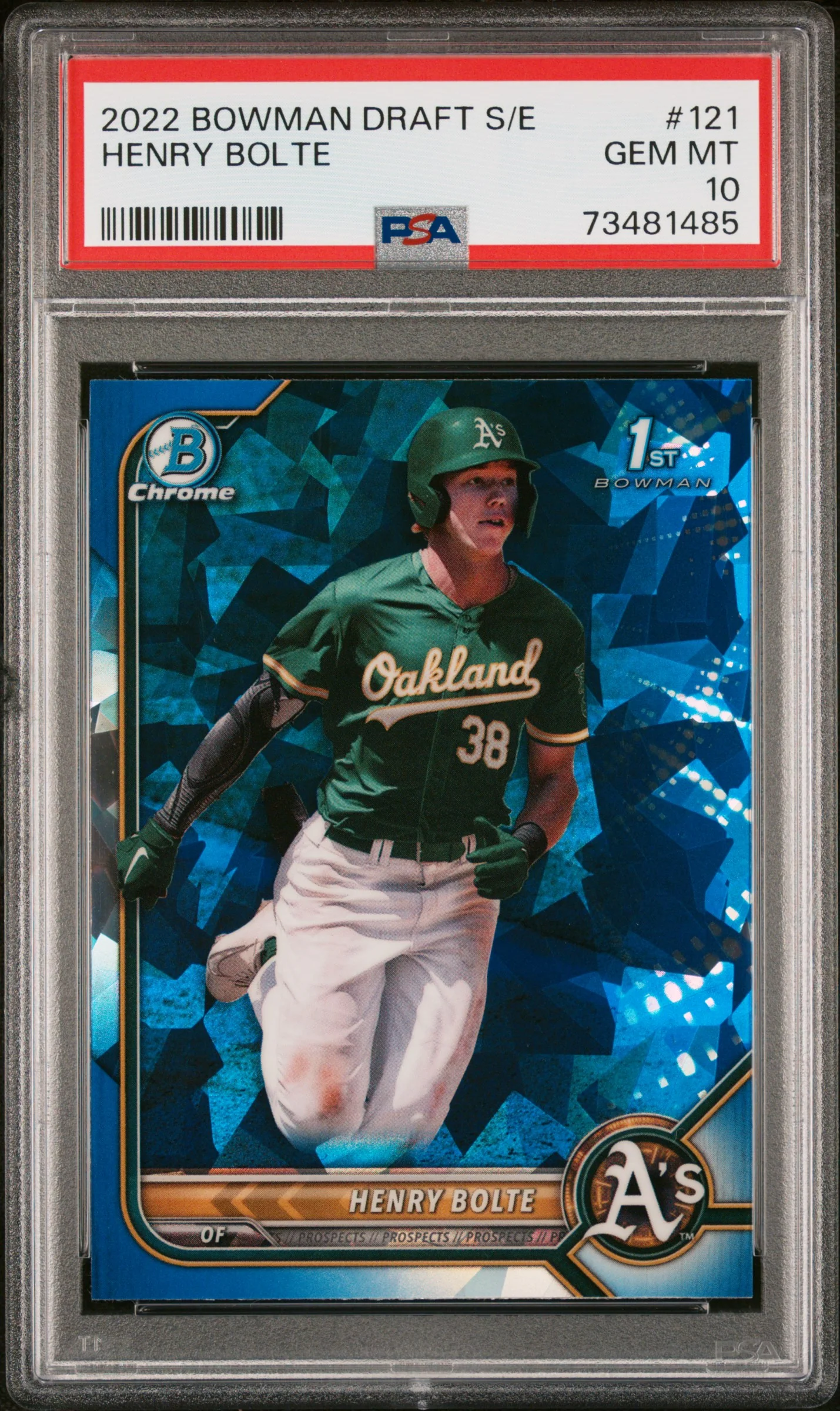 HENRY BOLTE | 2022 BOWMAN DRAFT CHROME SAPPHIRE EDITION BDC121 | PSA GEM MT 10