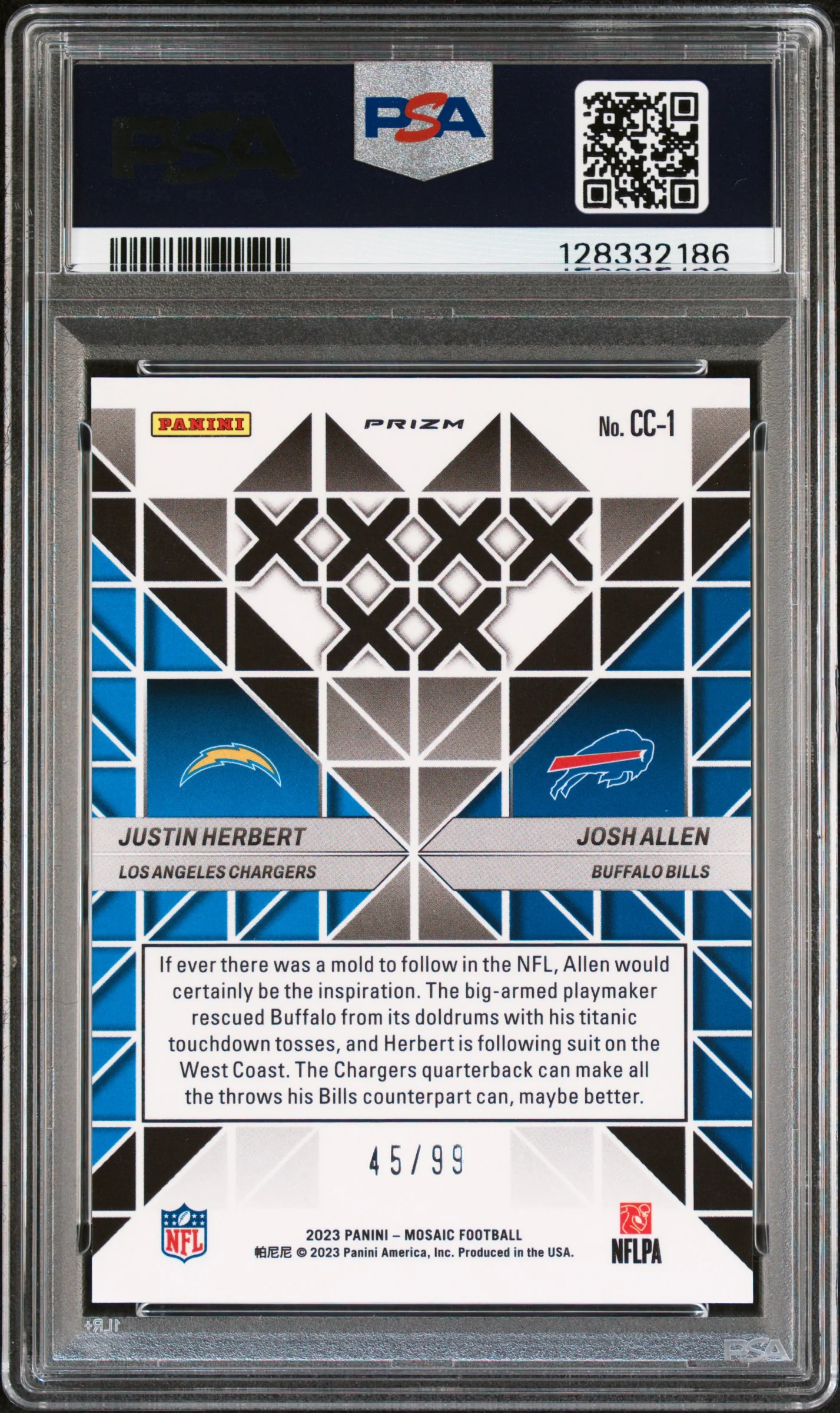 HERBERT/ALLEN | 2023 PANINI MOSAIC CARBON COPY CC1 | CARBON COPY-BLUE | PSA GEM MT 10 - Image 2