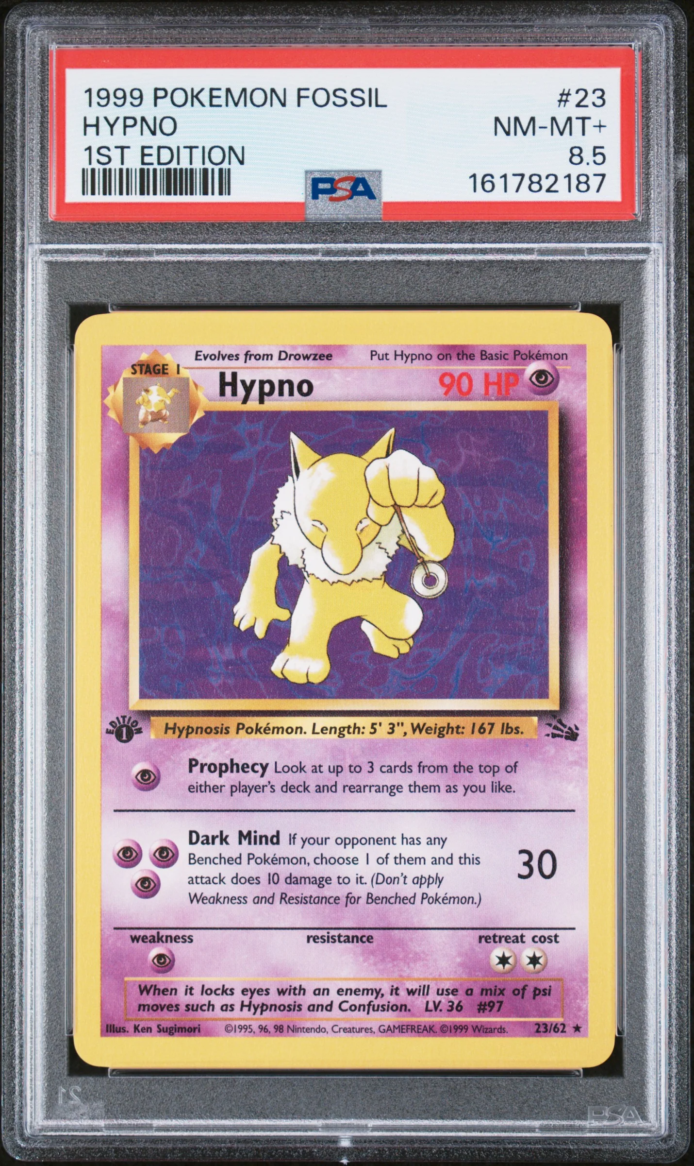 HYPNO | 1999 POKEMON FOSSIL 23 | 1ST EDITION | PSA NM-MT+ 8.5