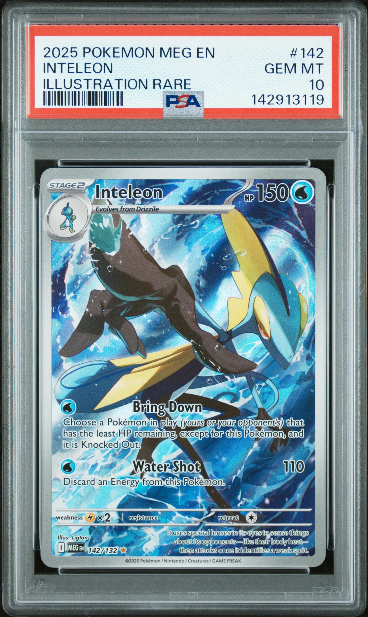INTELEON | 2025 POKEMON MEG EN-MEGA EVOLUTION 142 | ILLUSTRATION RARE | PSA GEM MT 10