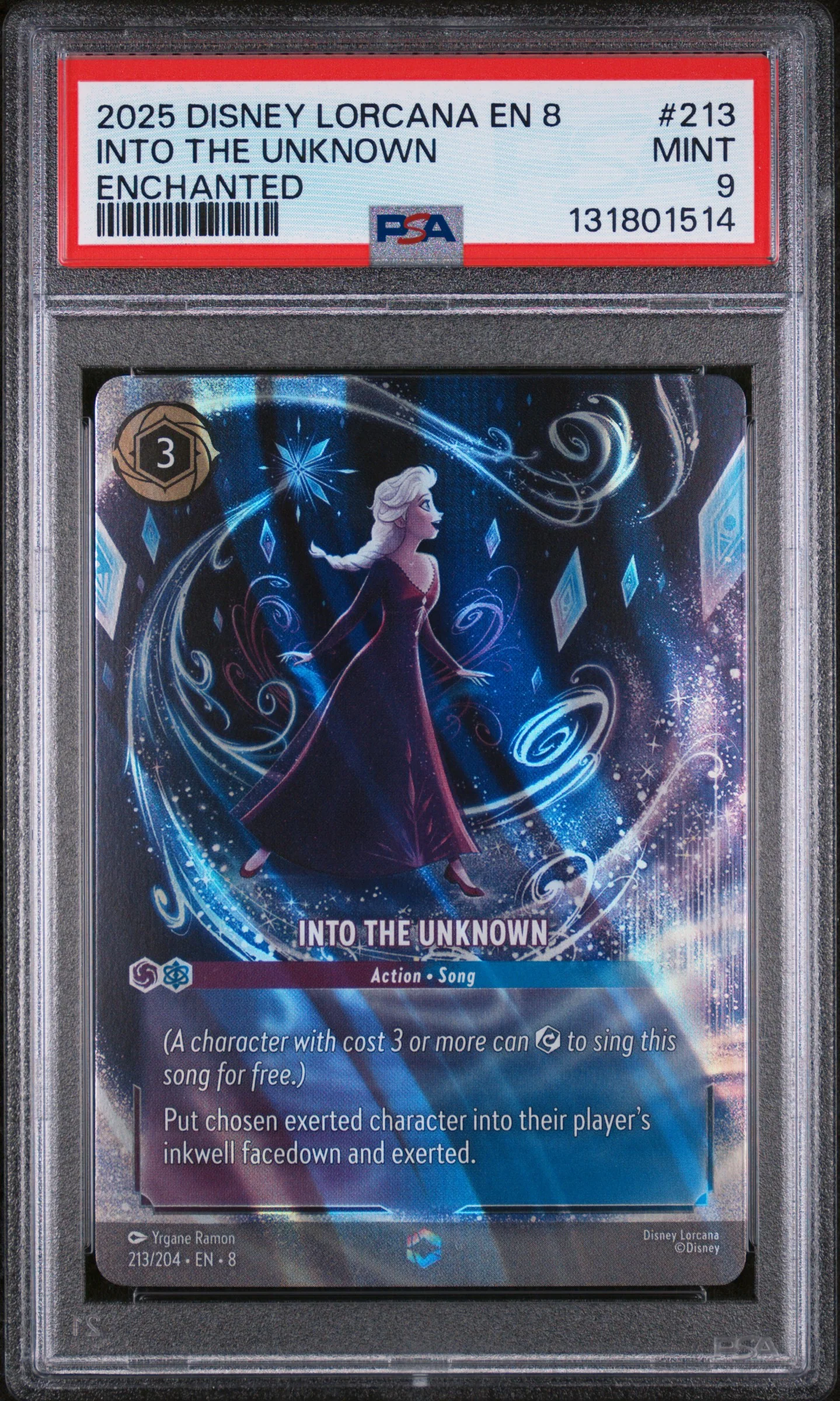 INTO THE UNKNOWN | 2025 DISNEY LORCANA EN 8-REIGN OF JAFAR 213 | ENCHANTED | PSA MINT 9