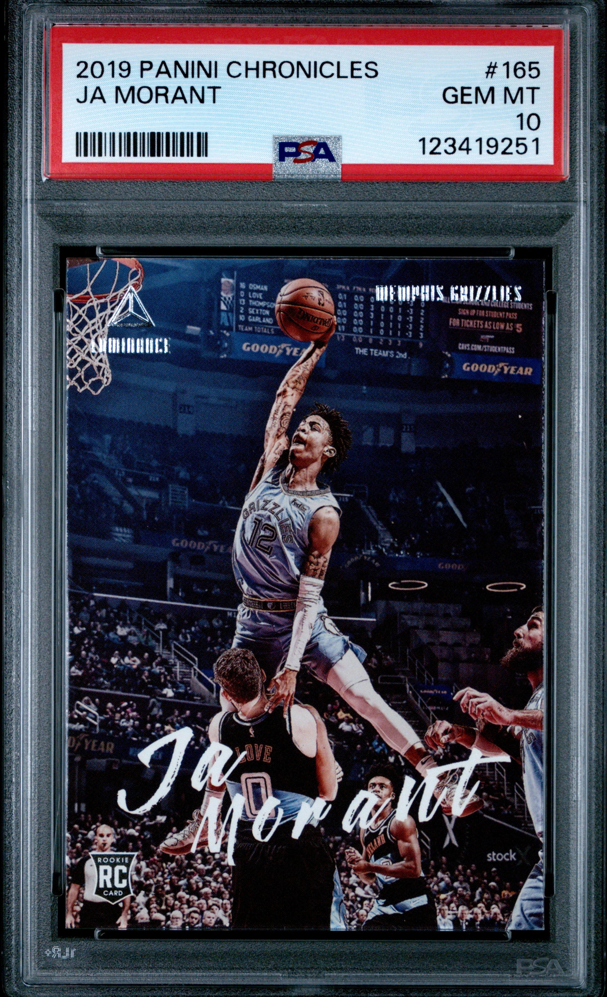 JA MORANT | 2019 PANINI CHRONICLES 165 | PSA GEM MT 10