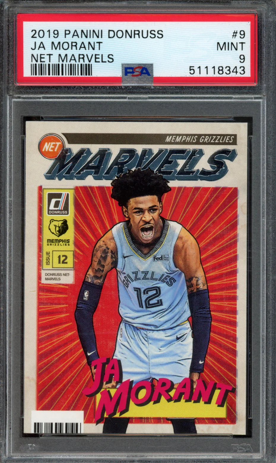 JA MORANT | 2019 PANINI DONRUSS NET MARVELS | PSA MINT 9