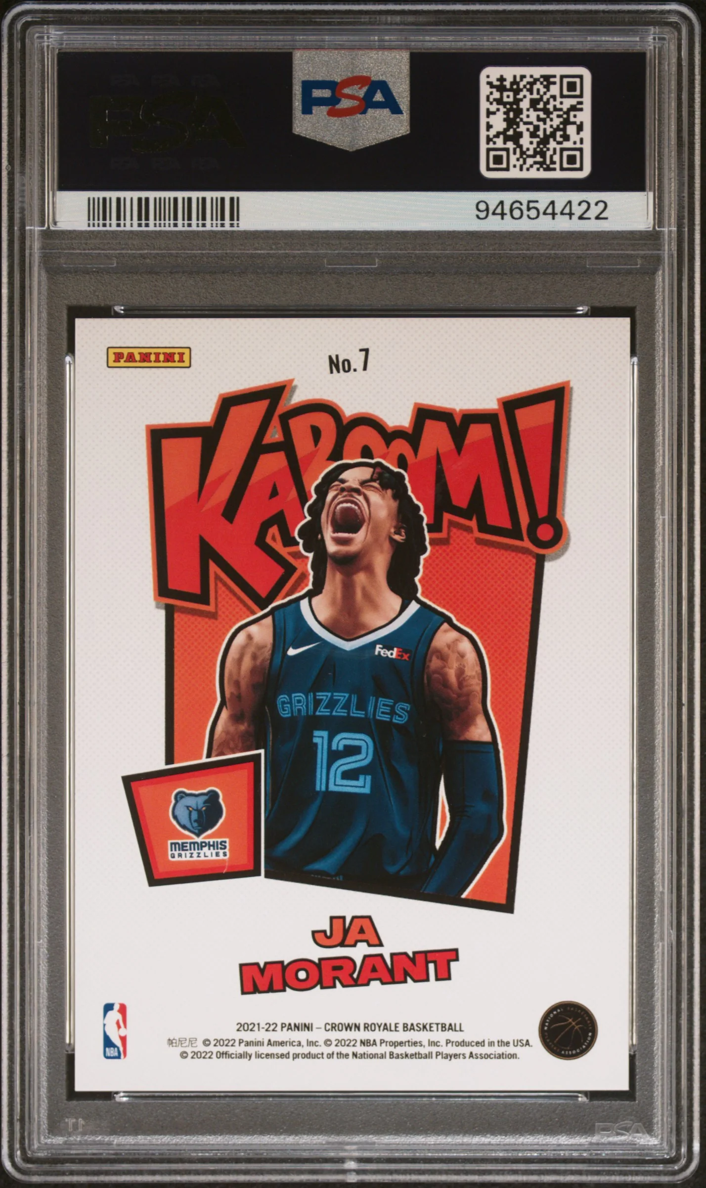 JA MORANT | 2021 PANINI CROWN ROYALE KABOOM! 7 | KABOOM! | PSA GEM MT 10 - Image 2