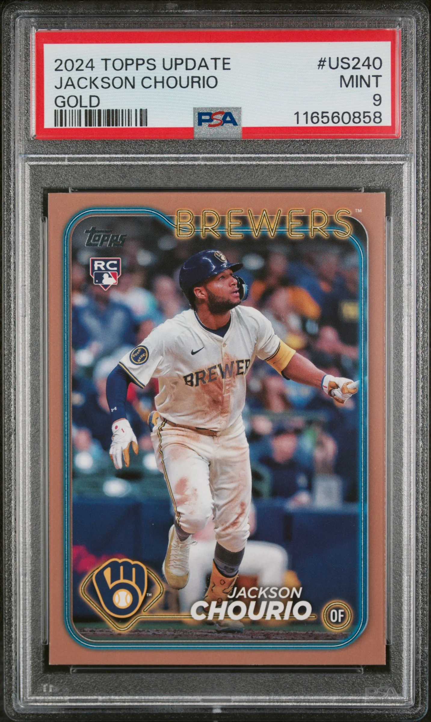 JACKSON CHOURIO | 2024 TOPPS UPDATE US240 | GOLD | PSA MINT 9
