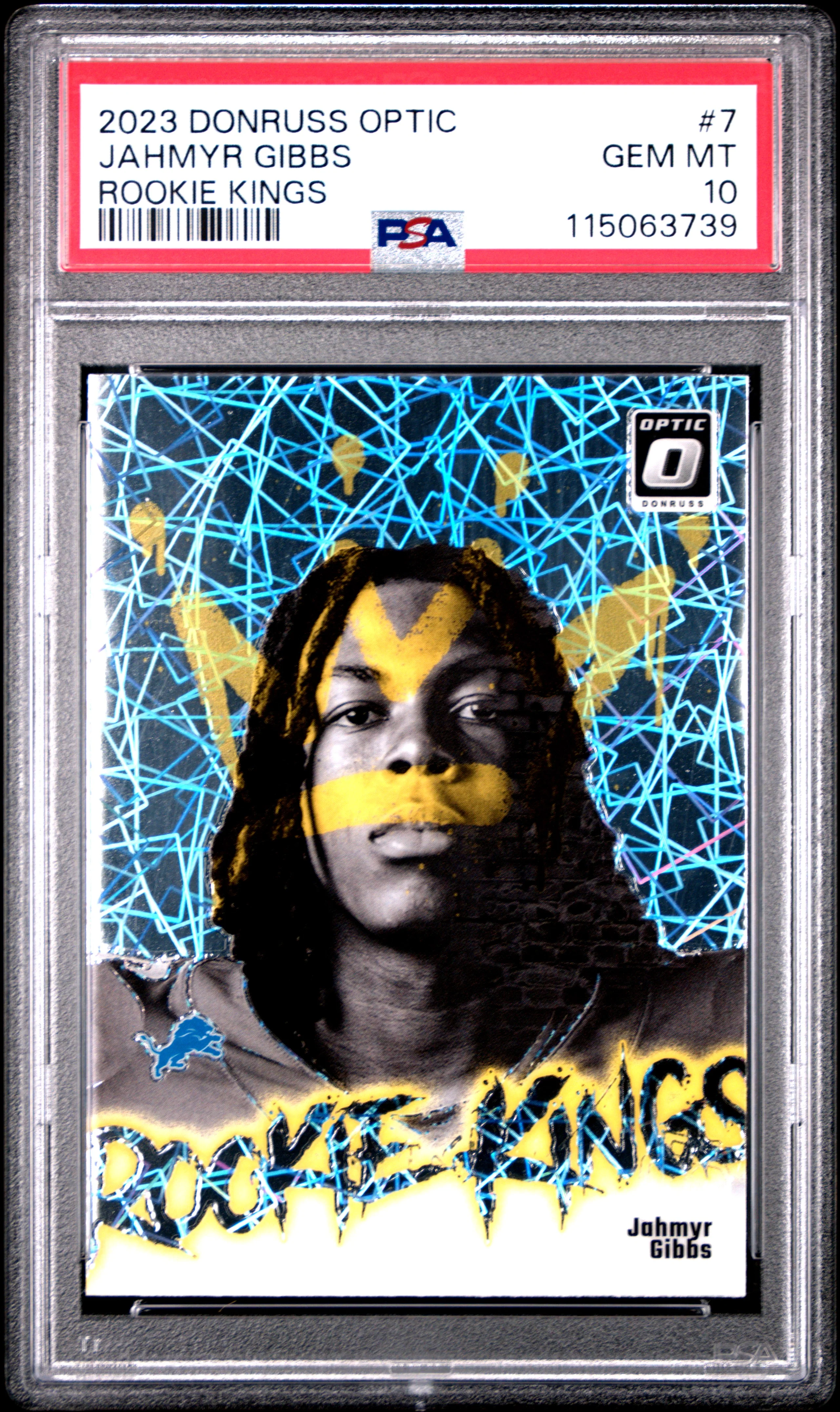 JAHMYR GIBBS | 2023 PANINI DONRUSS OPTIC ROOKIE KINGS 7 | PSA GEM MT 10