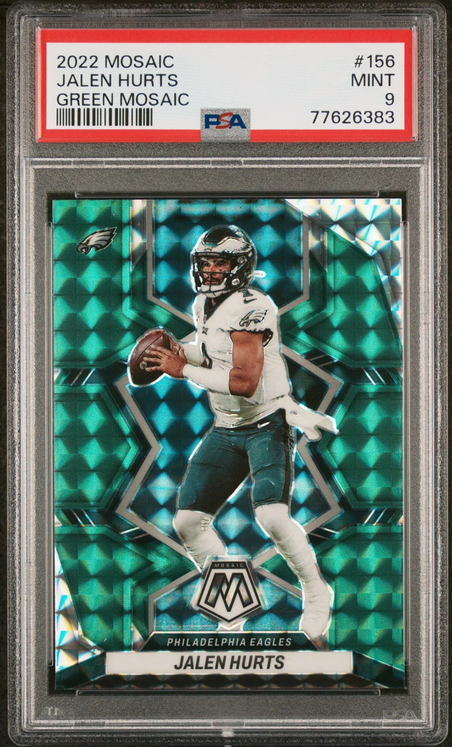 JALEN HURTS | 2022 PANINI MOSAIC 156 | GREEN MOSAIC | PSA MINT 9