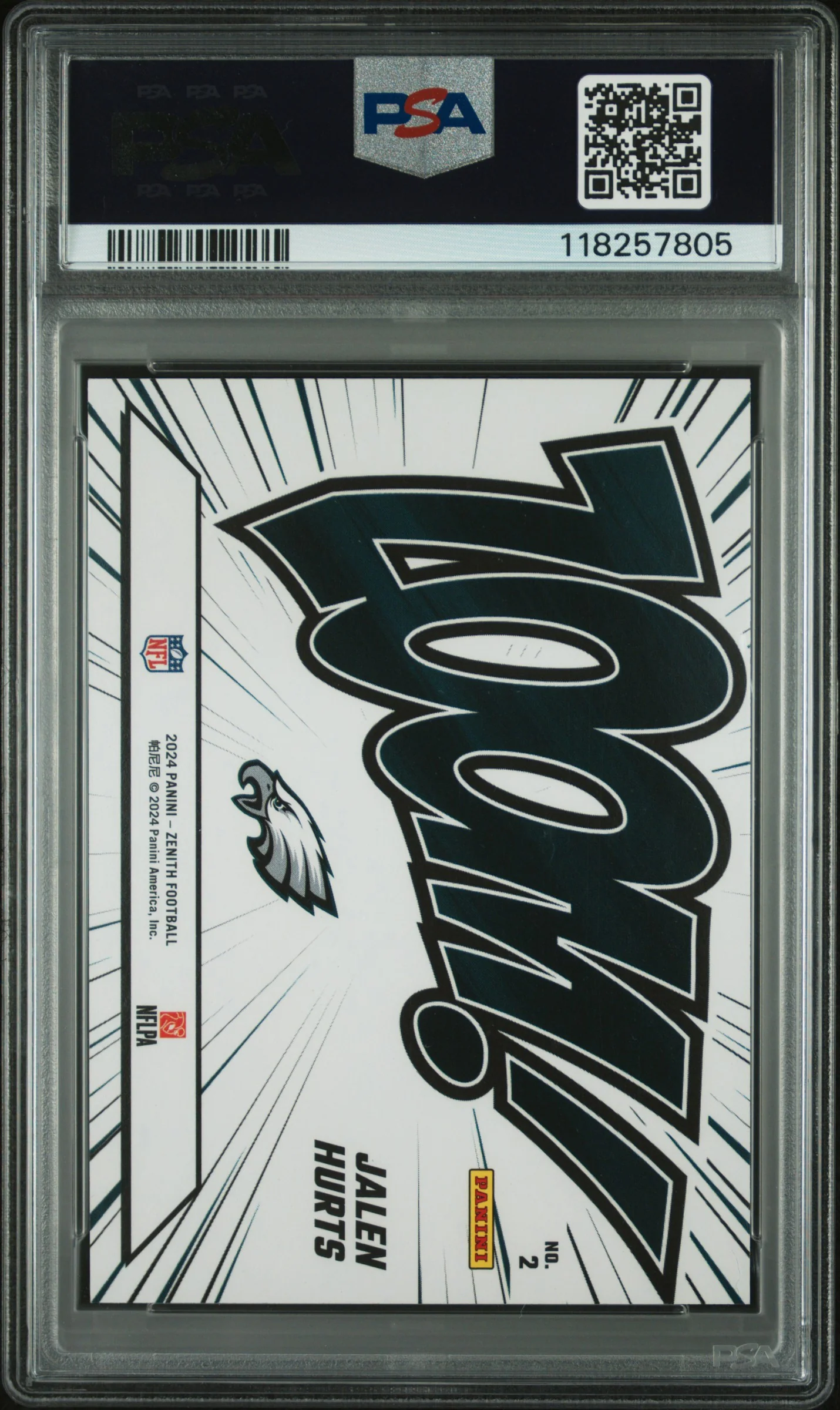 JALEN HURTS | 2024 PANINI ZENITH ZOOM RED 2 | ZOOM RED-LIGHTNING | PSA MINT 9 - Image 2