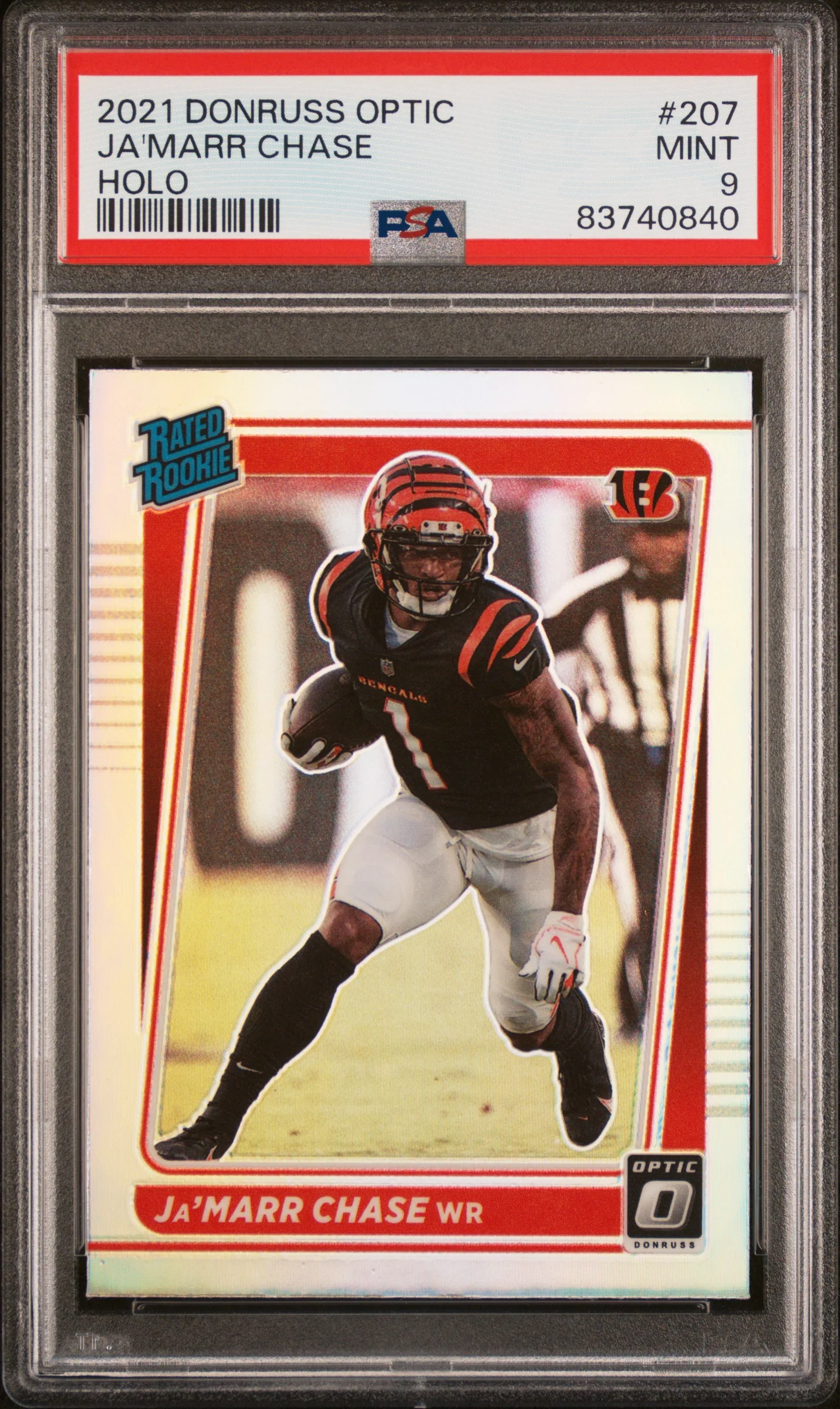 Ja'MARR CHASE | 2021 PANINI DONRUSS OPTIC 207 | HOLO | PSA MINT 9
