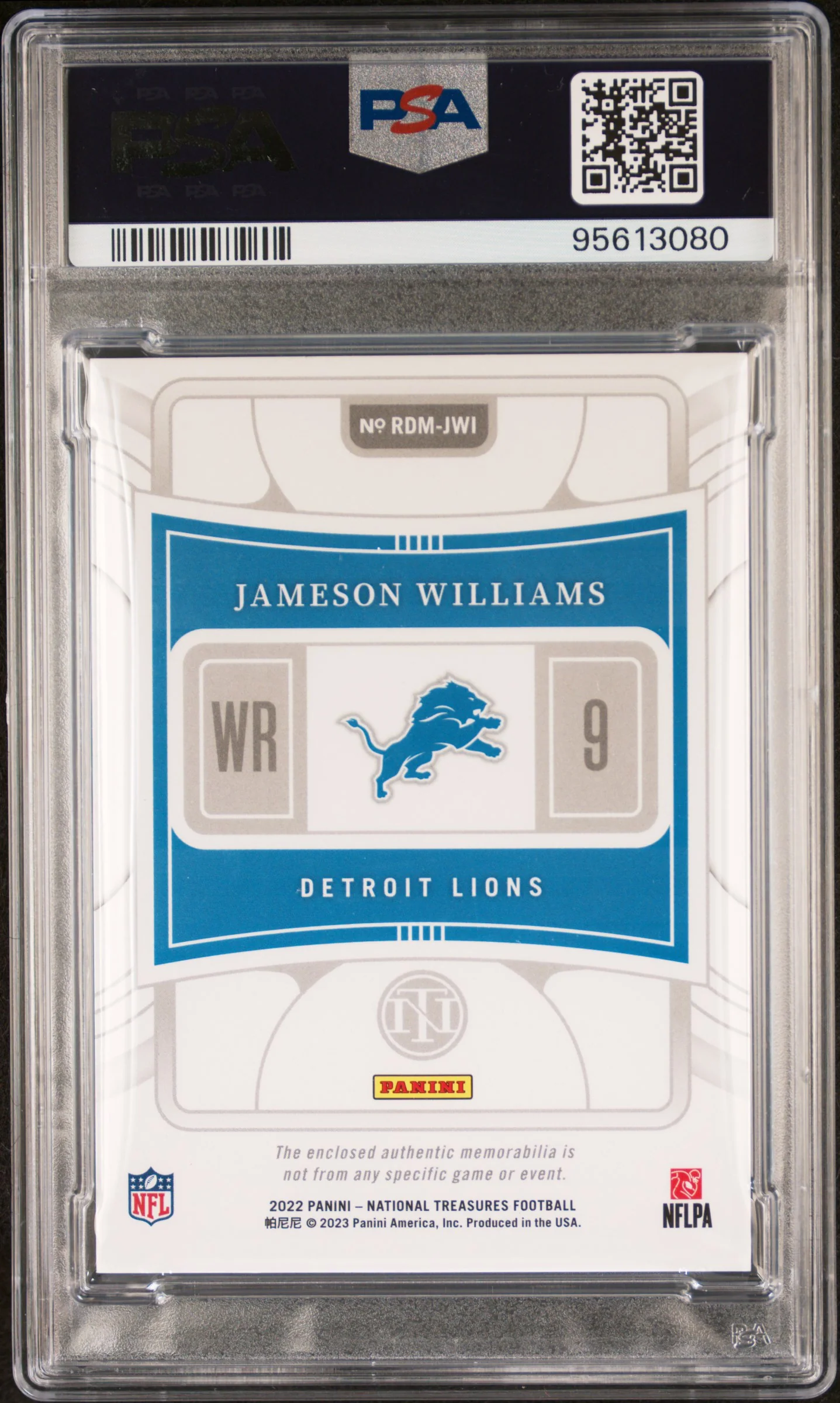 JAMESON WILLIAMS | 2022 PANINI NATIONAL TREASURES ROOKIE DUAL MATERIALS JWI | ROOKIE DUAL MAT-HOLO GOLD | PSA NM-MT 8 - Image 2