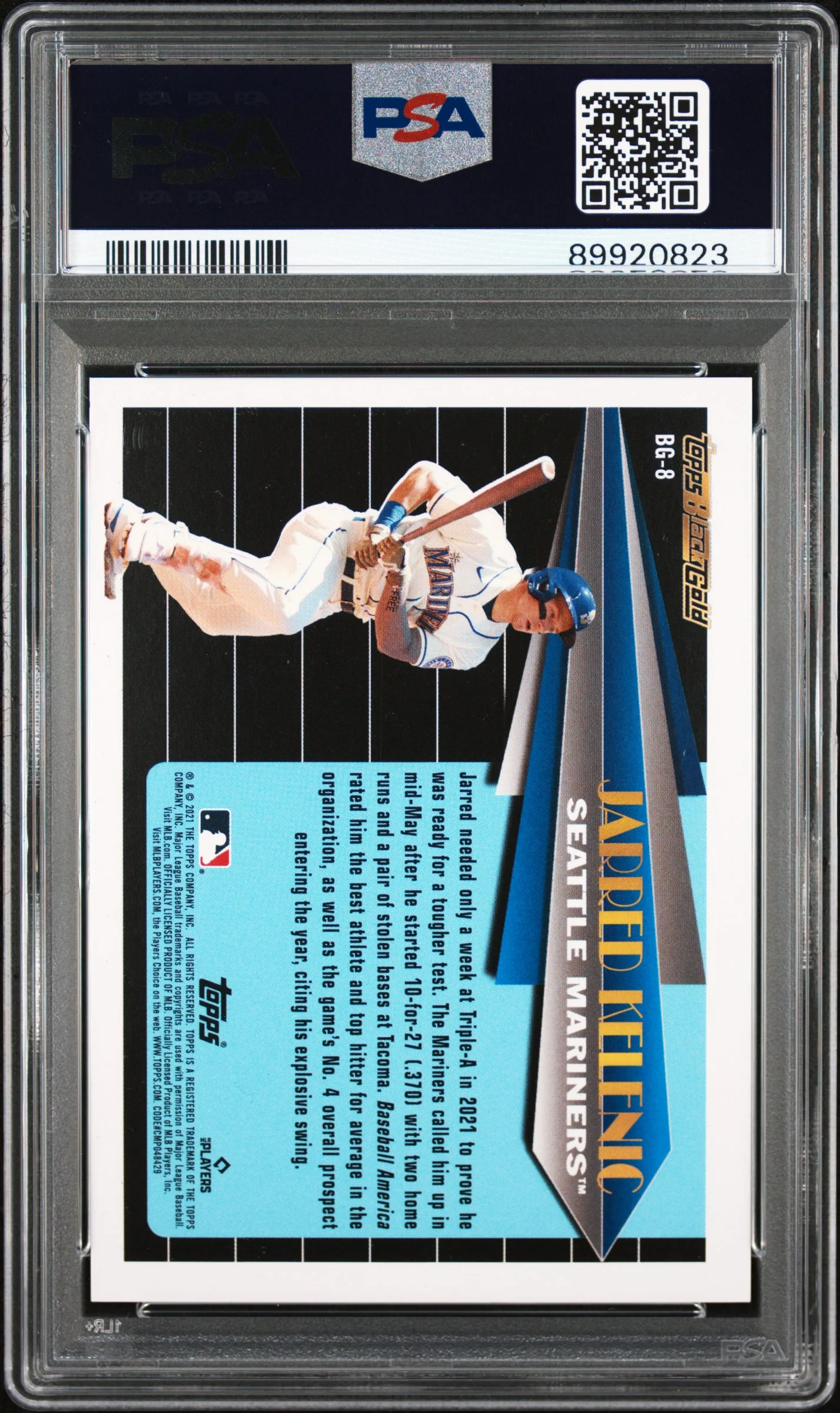 JARRED KELENIC | 2021 TOPPS UPDATE BLACK GOLD BG8 | BLACK GOLD-BLACK | PSA MINT 9 - Image 2