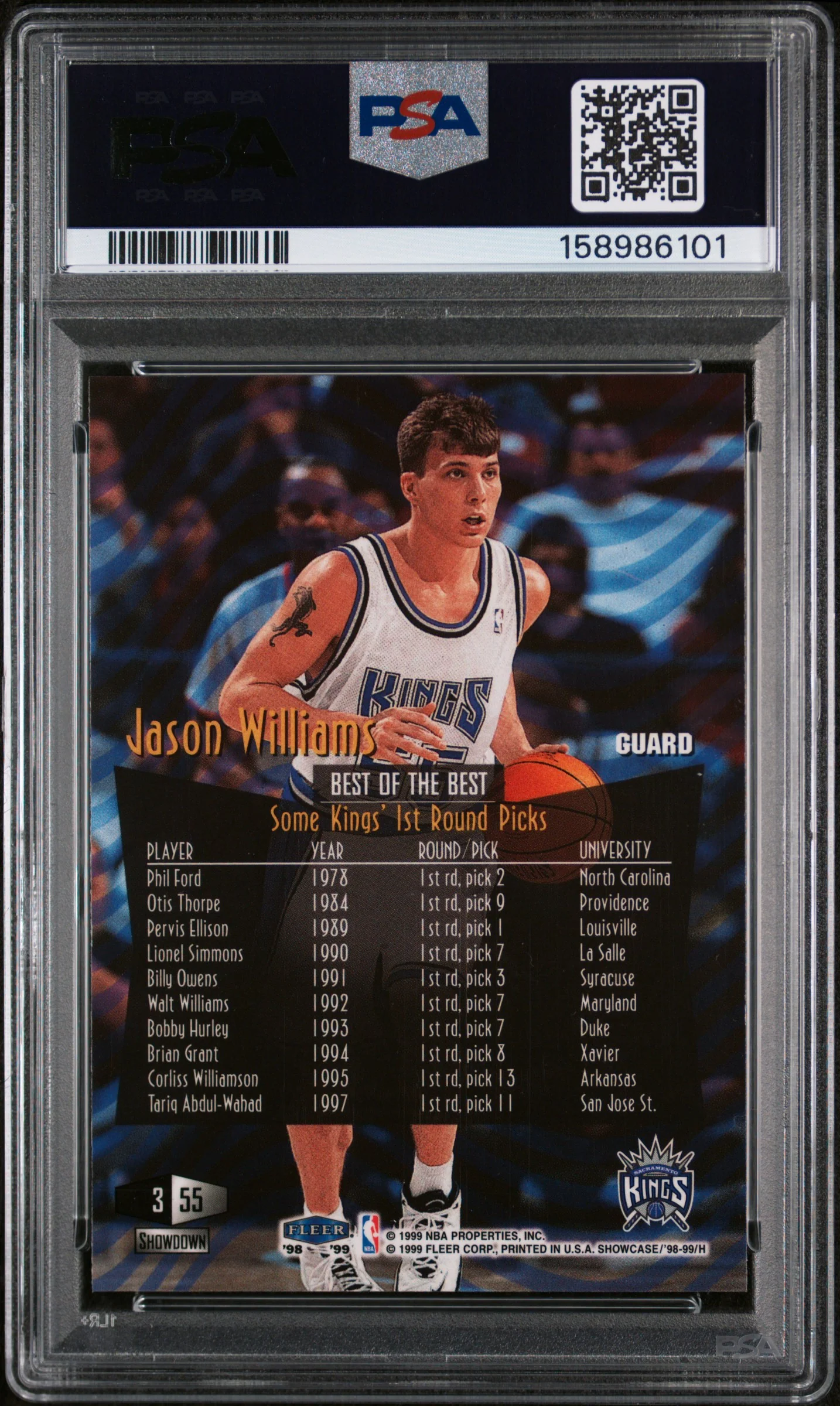 JASON WILLIAMS | 1998 FLAIR SHOWCASE 55 | ROW 3 | PSA NM-MT 8 - Image 2