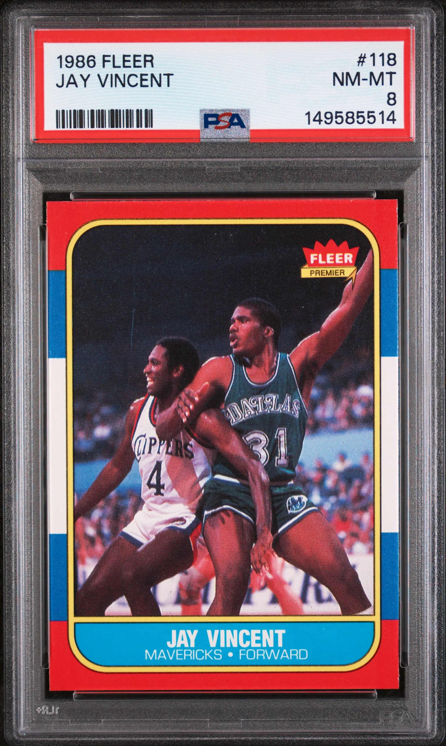 JAY VINCENT | 1986 FLEER 118 | PSA NM-MT 8