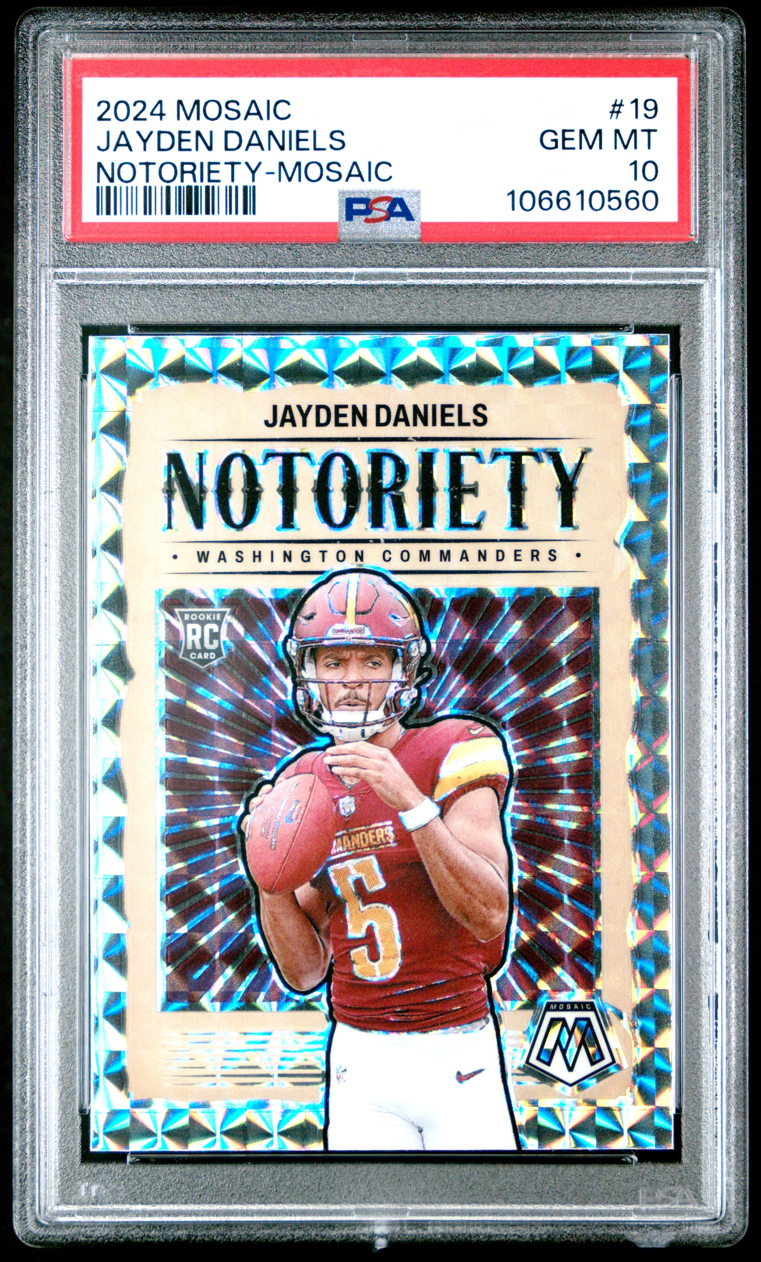 JAYDEN DANIELS | 2024 PANINI MOSAIC NOTORIETY 19 | NOTORIETY-MOSAIC | PSA GEM MT 10