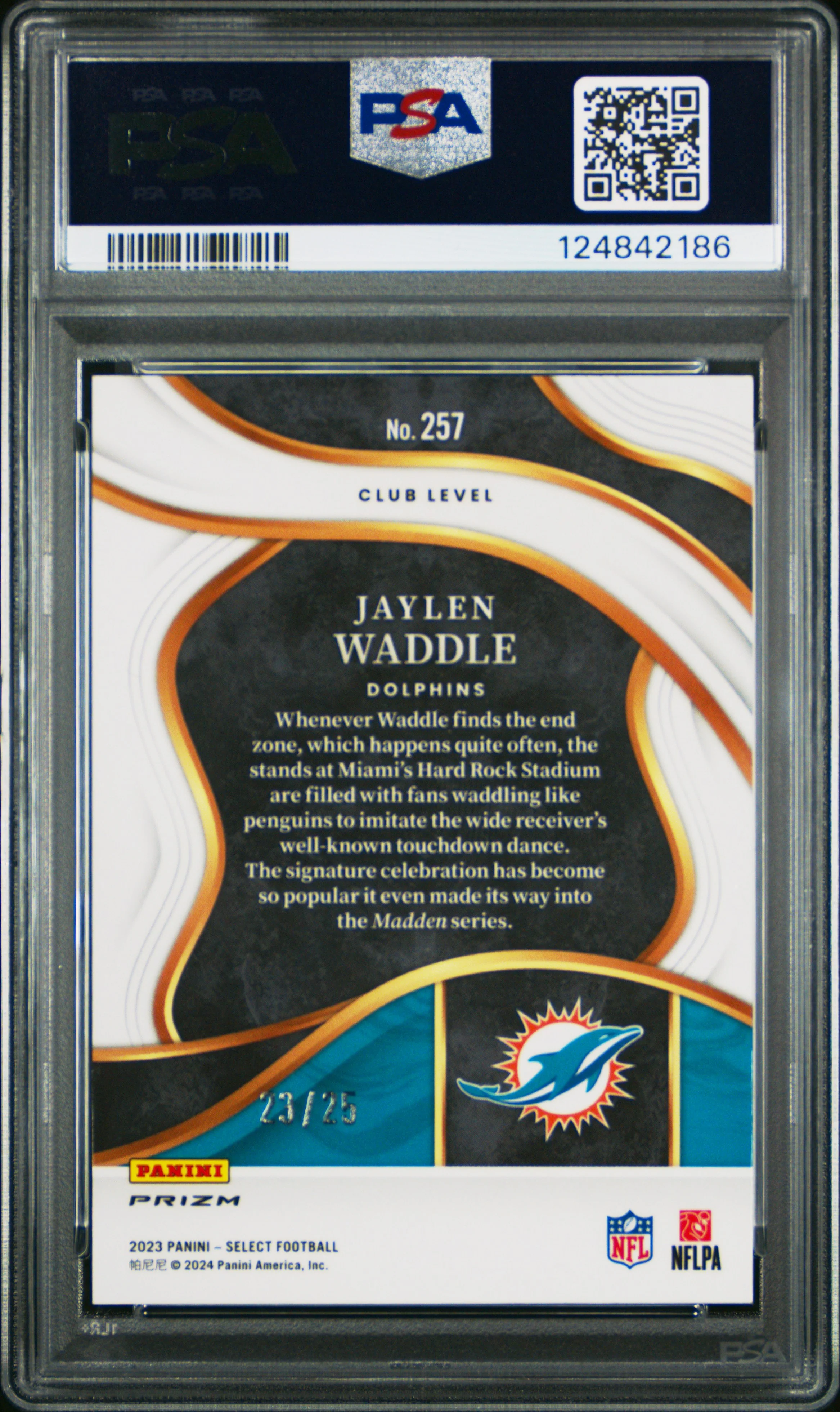 JAYLEN WADDLE | 2023 PANINI SELECT 257 | TIE-DYE PRIZM | PSA GEM MT 10 - Image 2