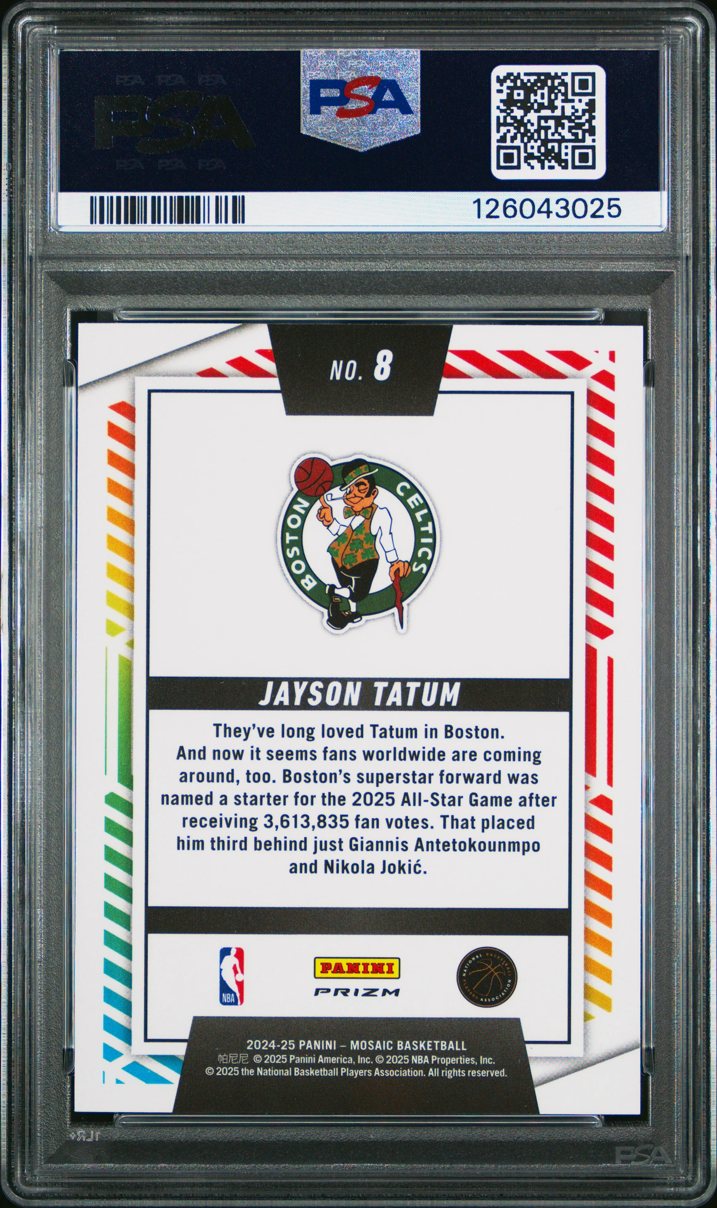 JAYSON TATUM | 2024 PANINI MOSAIC RAZZLE DAZZLE 8 | PSA GEM MT 10 - Image 2