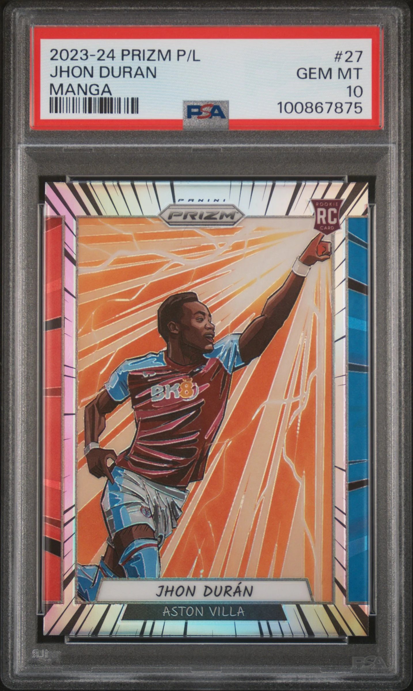 JHON DURAN | 2023-24 PANINI PRIZM PREMIER LEAGUE MANGA 27 | PSA GEM MT 10