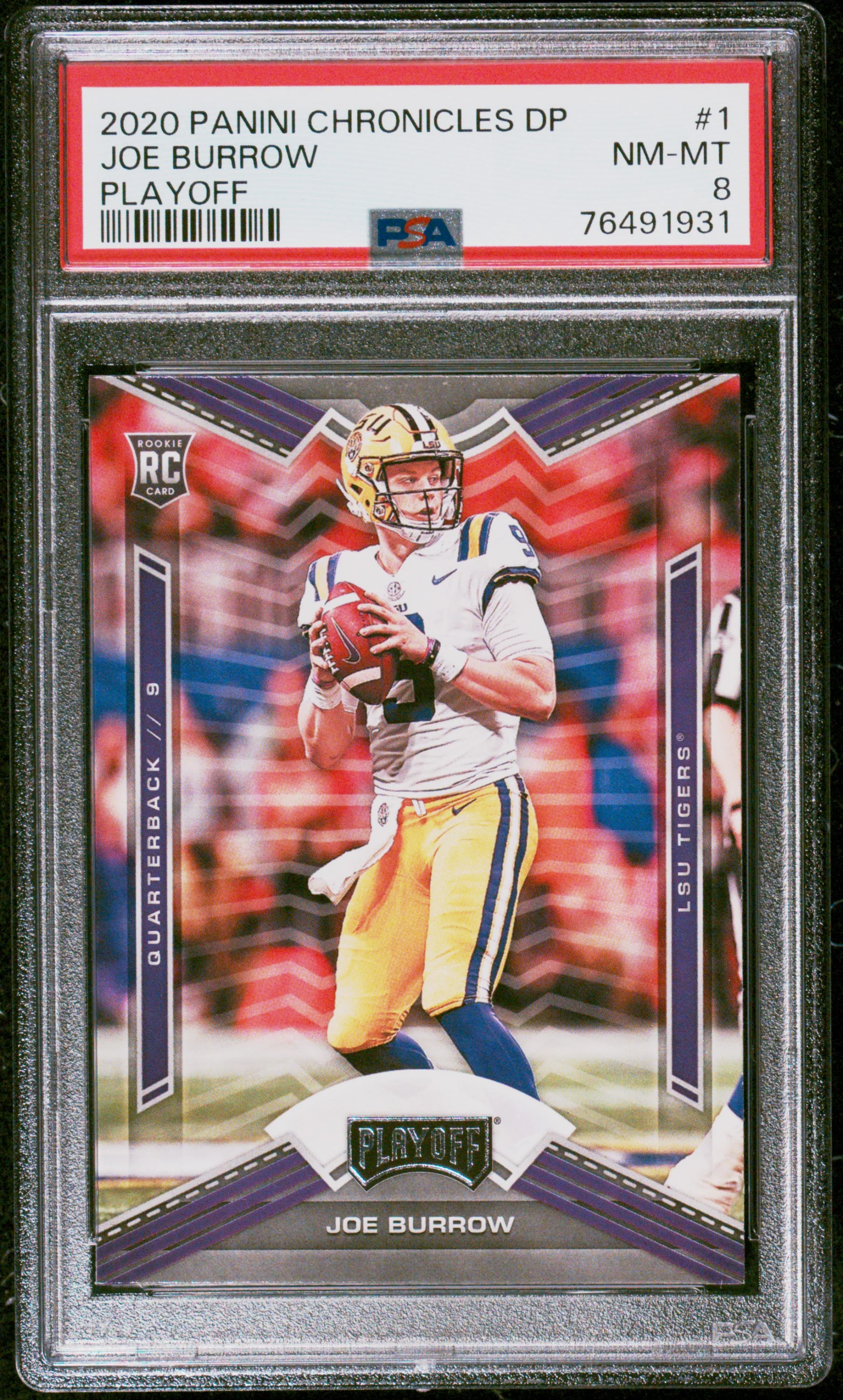 JOE BURROW | 2020 PANINI CHRONICLES DRAFT PICKS PLAYOFF 1 | PLAYOFF | PSA NM-MT 8