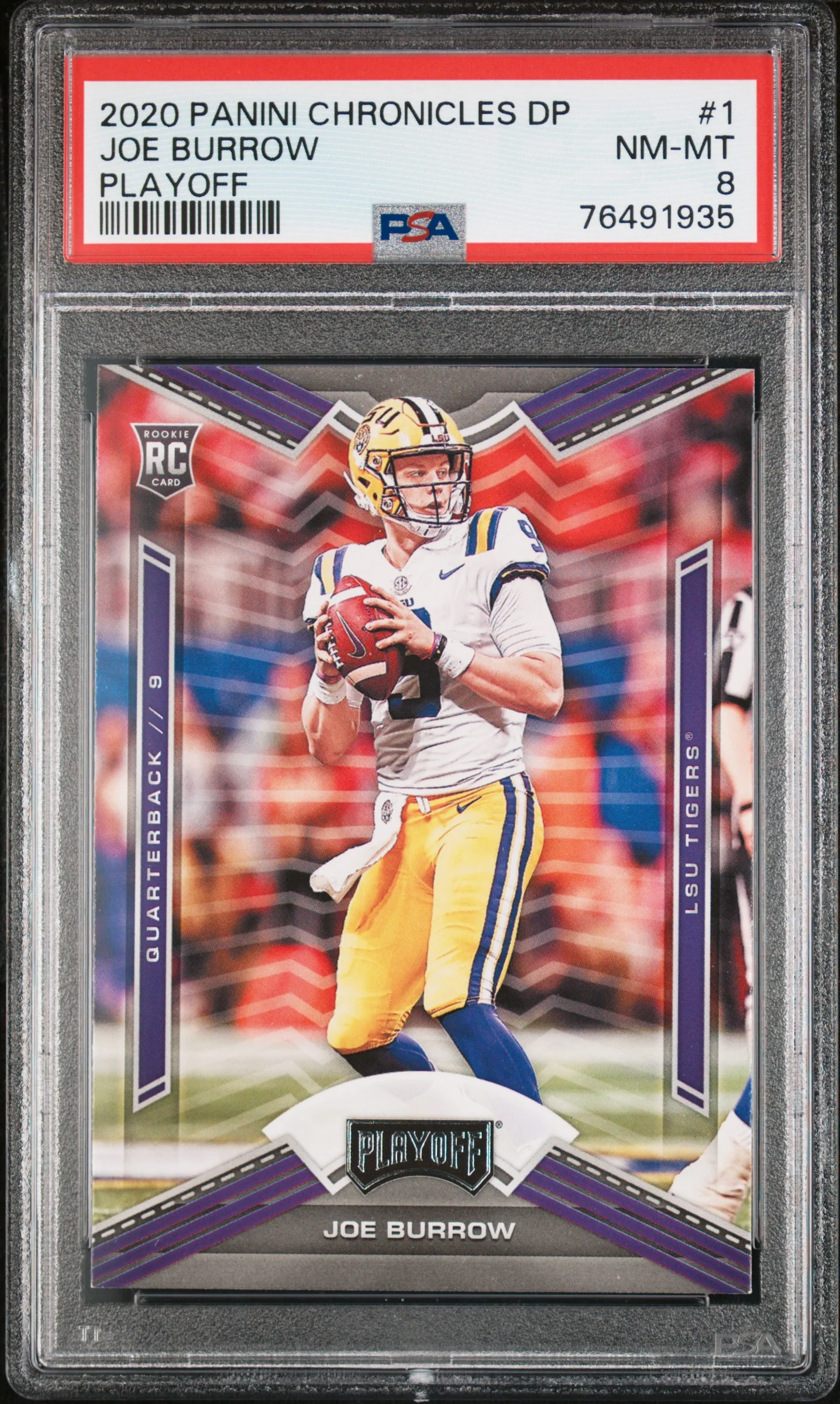 JOE BURROW | 2020 PANINI CHRONICLES DRAFT PICKS PLAYOFF 1 | PLAYOFF | PSA NM-MT 8
