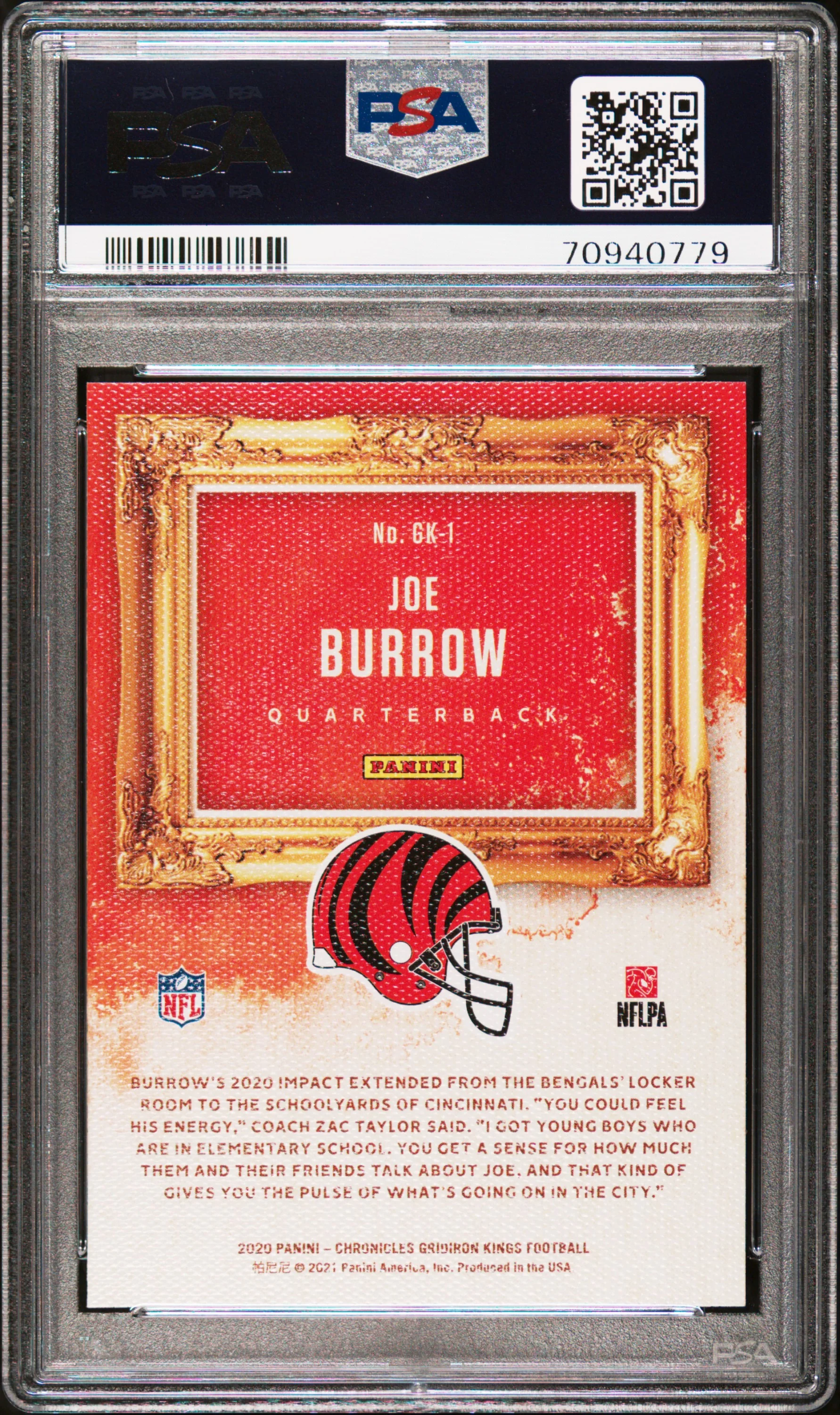 JOE BURROW | 2020 PANINI CHRONICLES GRIDIRON KINGS GK1 | GRIDIRON KINGS | PSA GEM MT 10 - Image 2