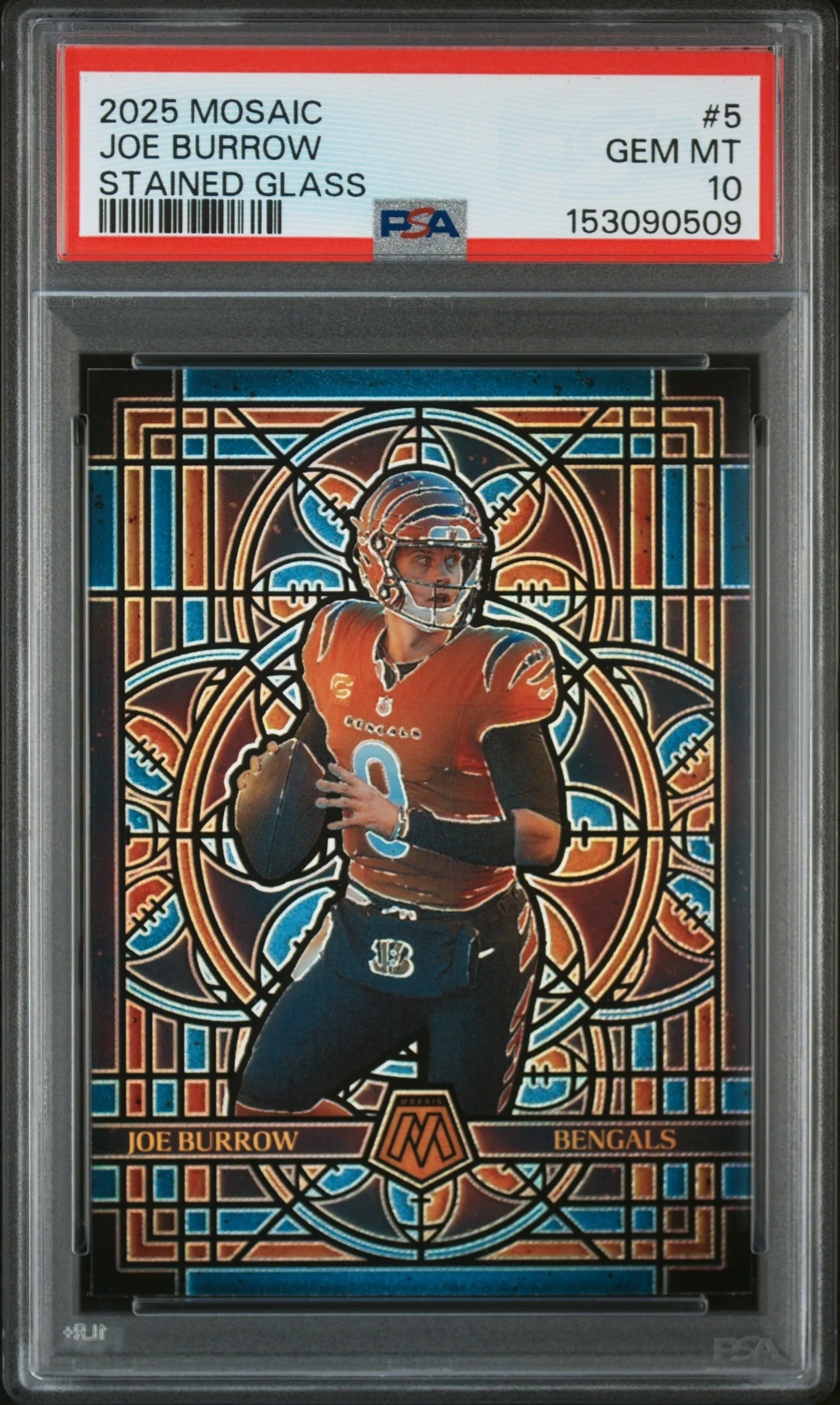 JOE BURROW | 2025 PANINI MOSAIC STAINED GLASS 5 | PSA GEM MT 10