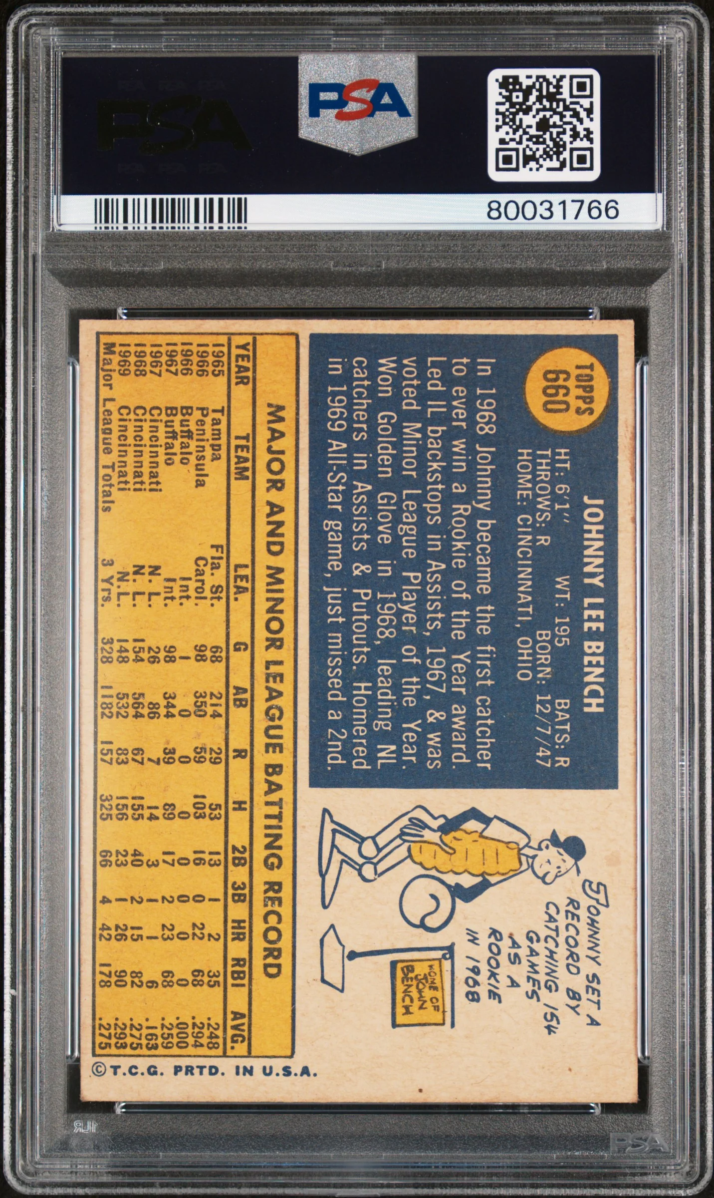 JOHNNY BENCH | 1970 TOPPS 660 | PSA VG-EX 4 - Image 2