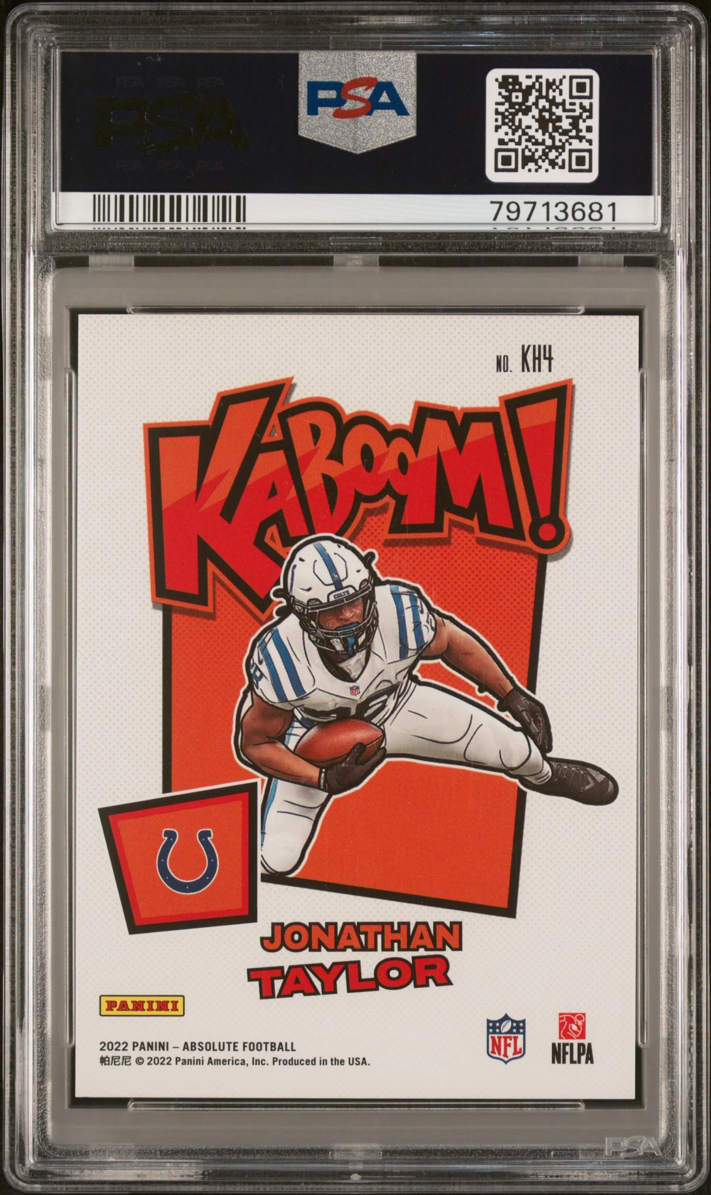 JONATHAN TAYLOR | 2022 PANINI ABSOLUTE KABOOM! HORIZONTAL KH4 | KABOOM! HORIZONTAL | PSA MINT 9 - Image 2