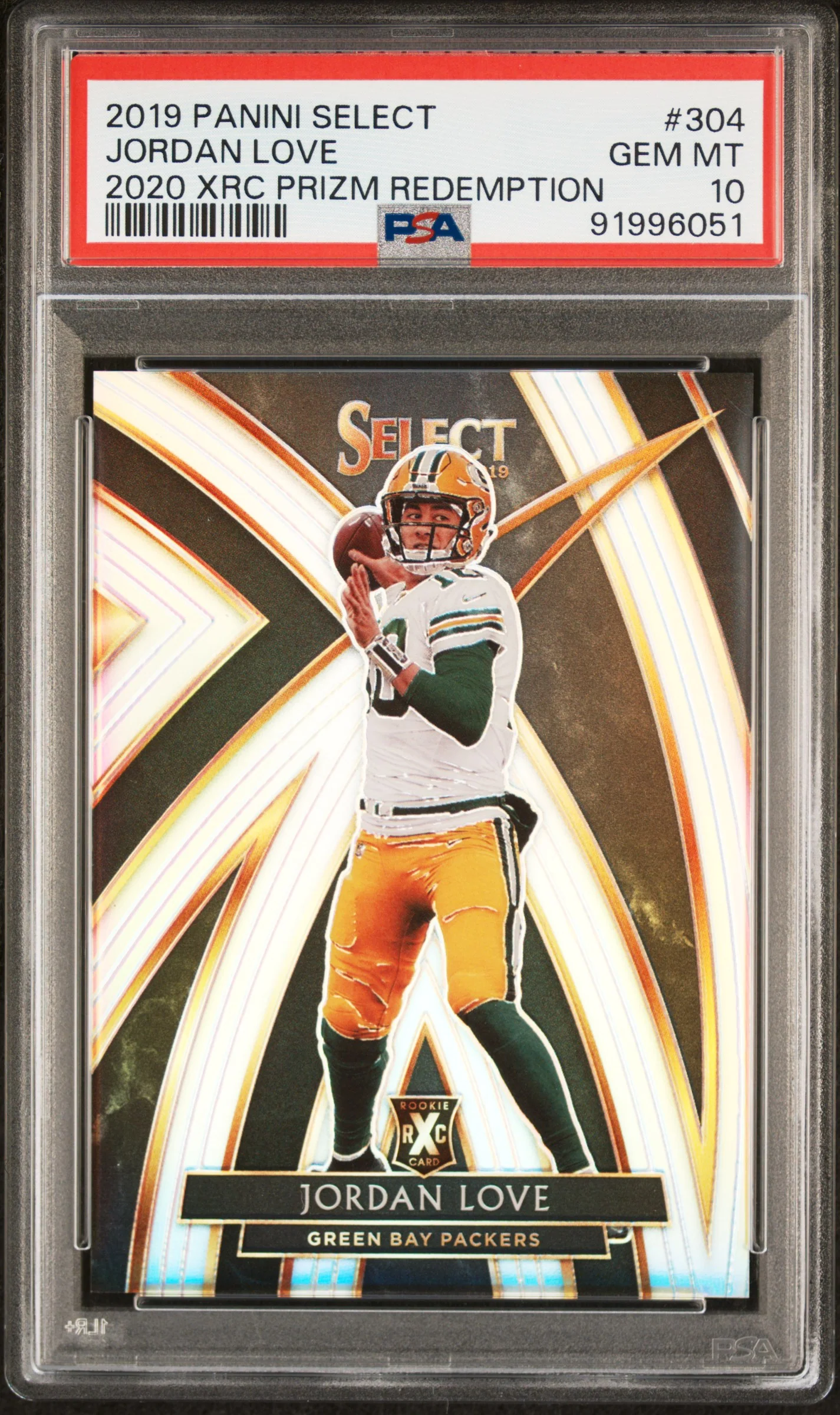 JORDAN LOVE | 2019 PANINI SELECT 2020 XRC PRIZM REDEMPTION 304 | 2020 XRC PRIZM REDEMPTION | PSA GEM MT 10