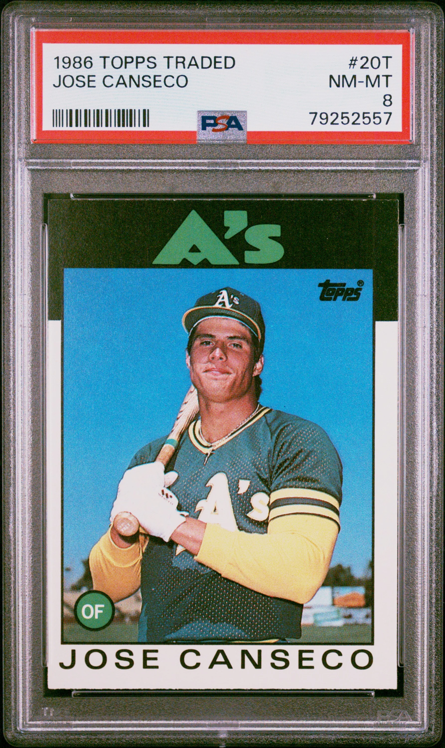 JOSE CANSECO | 1986 TOPPS TRADED 20T | PSA NM-MT 8