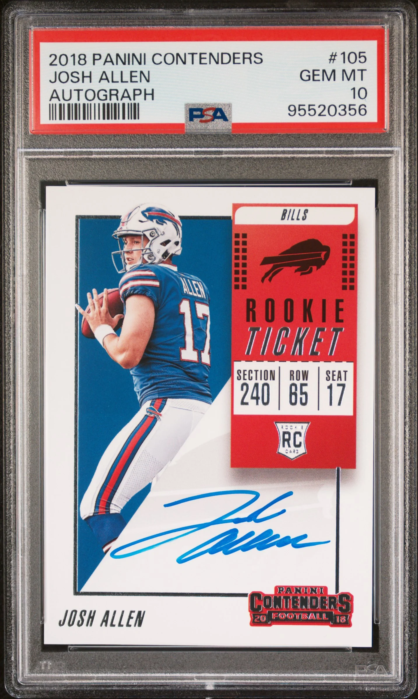 JOSH ALLEN | 2018 PANINI CONTENDERS 105 | AUTOGRAPH | PSA GEM MT 10