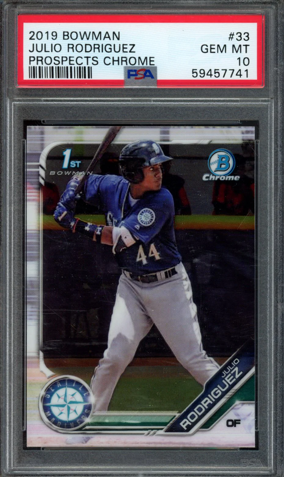 JULIO RODRIGUEZ | 2019 BOWMAN PROSPECTS CHROME | PSA GEM MT 10