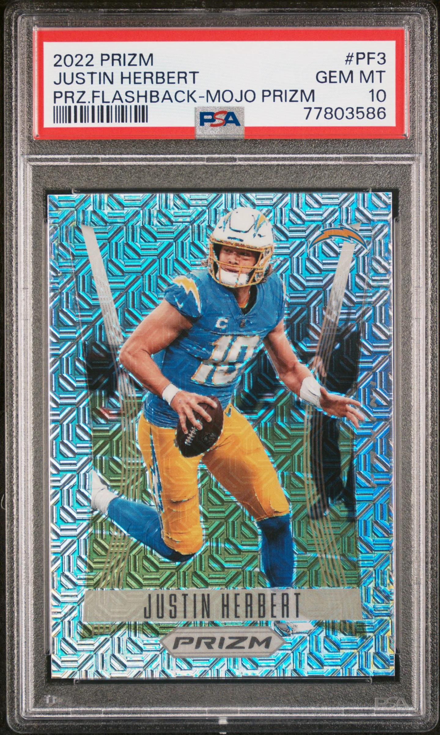 JUSTIN HERBERT | 2022 PANINI PRIZM PRIZM FLASHBACK PF3 | PRZ.FLASHBACK-MOJO PRIZM | PSA GEM MT 10