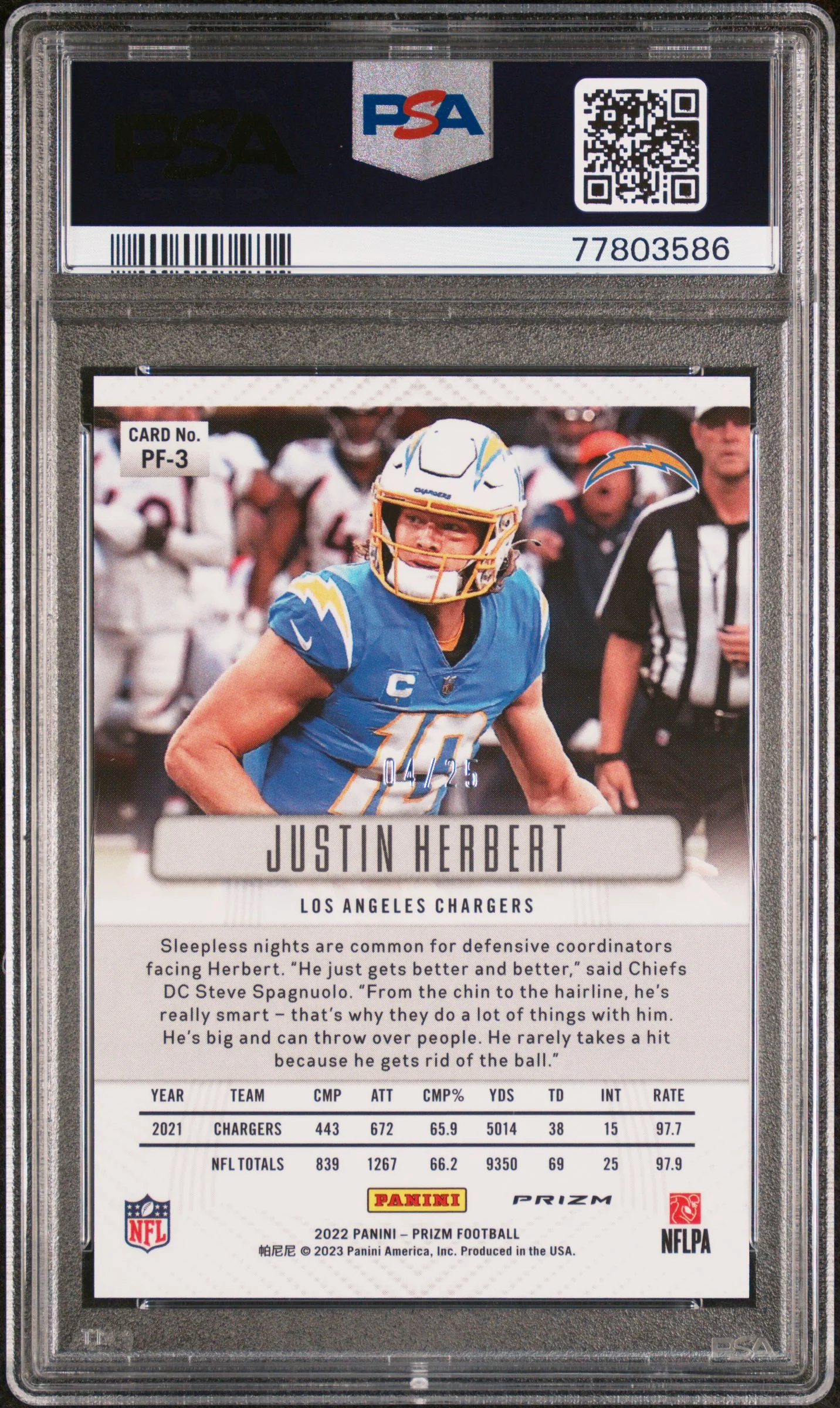 JUSTIN HERBERT | 2022 PANINI PRIZM PRIZM FLASHBACK PF3 | PRZ.FLASHBACK-MOJO PRIZM | PSA GEM MT 10 - Image 2